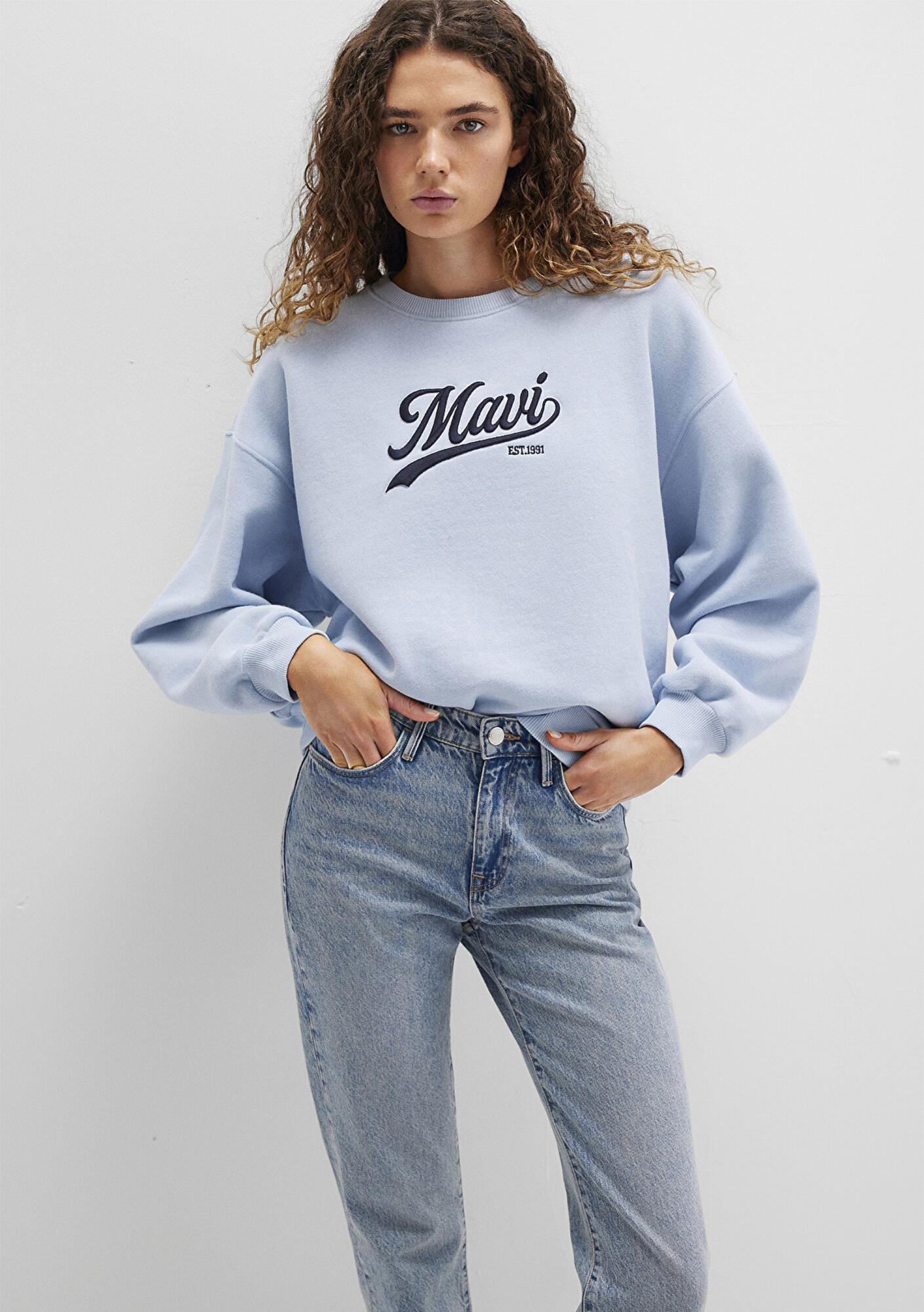 Mavi Mavi Logo Baskılı Mavi Sweatshirt 1S10419-70813