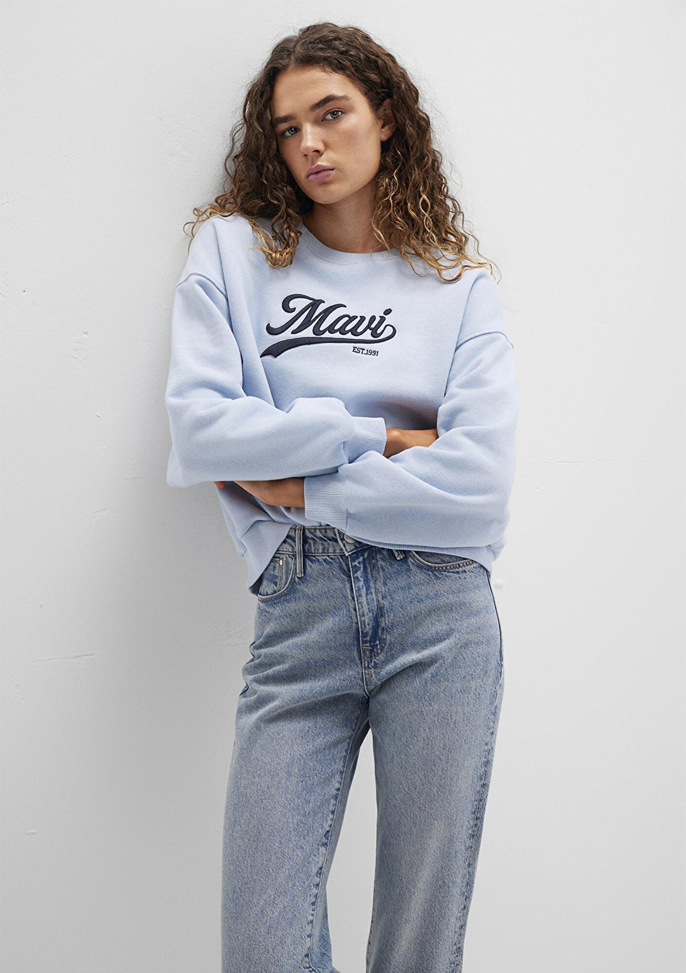 Mavi Mavi Logo Baskılı Mavi Sweatshirt 1S10419-70813