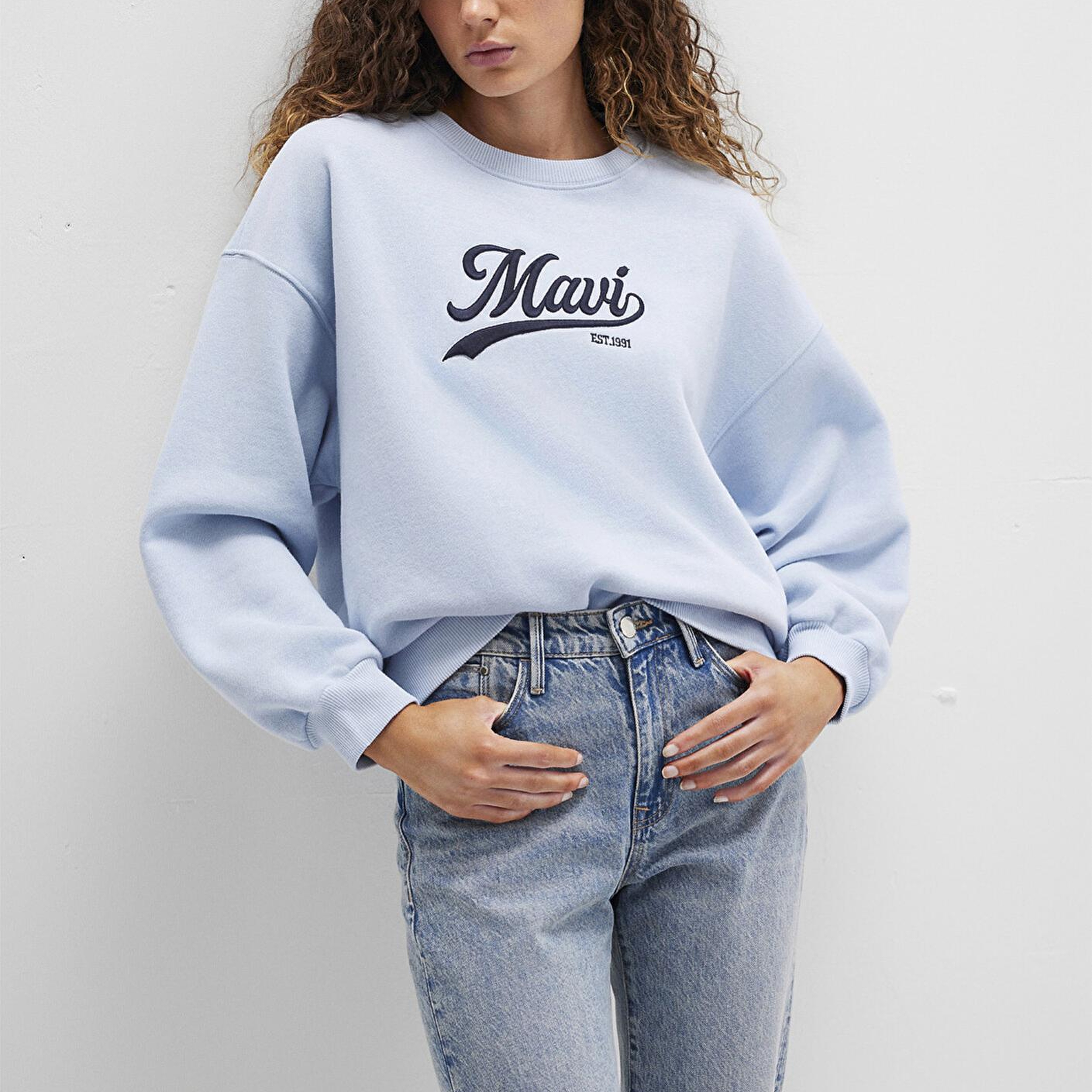 Mavi Mavi Logo Baskılı Mavi Sweatshirt 1S10419-70813
