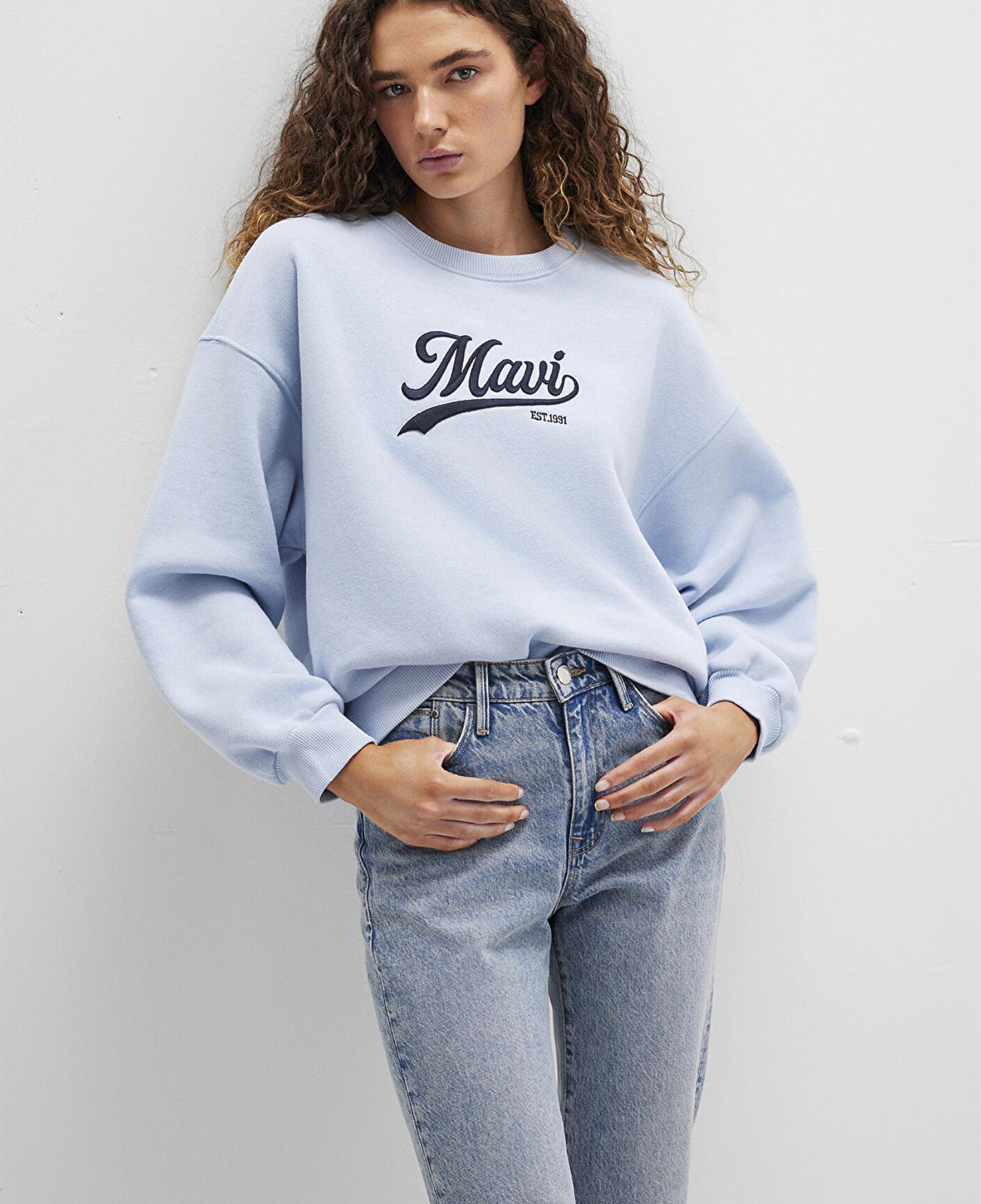 Mavi Mavi Logo Baskılı Mavi Sweatshirt 1S10419-70813