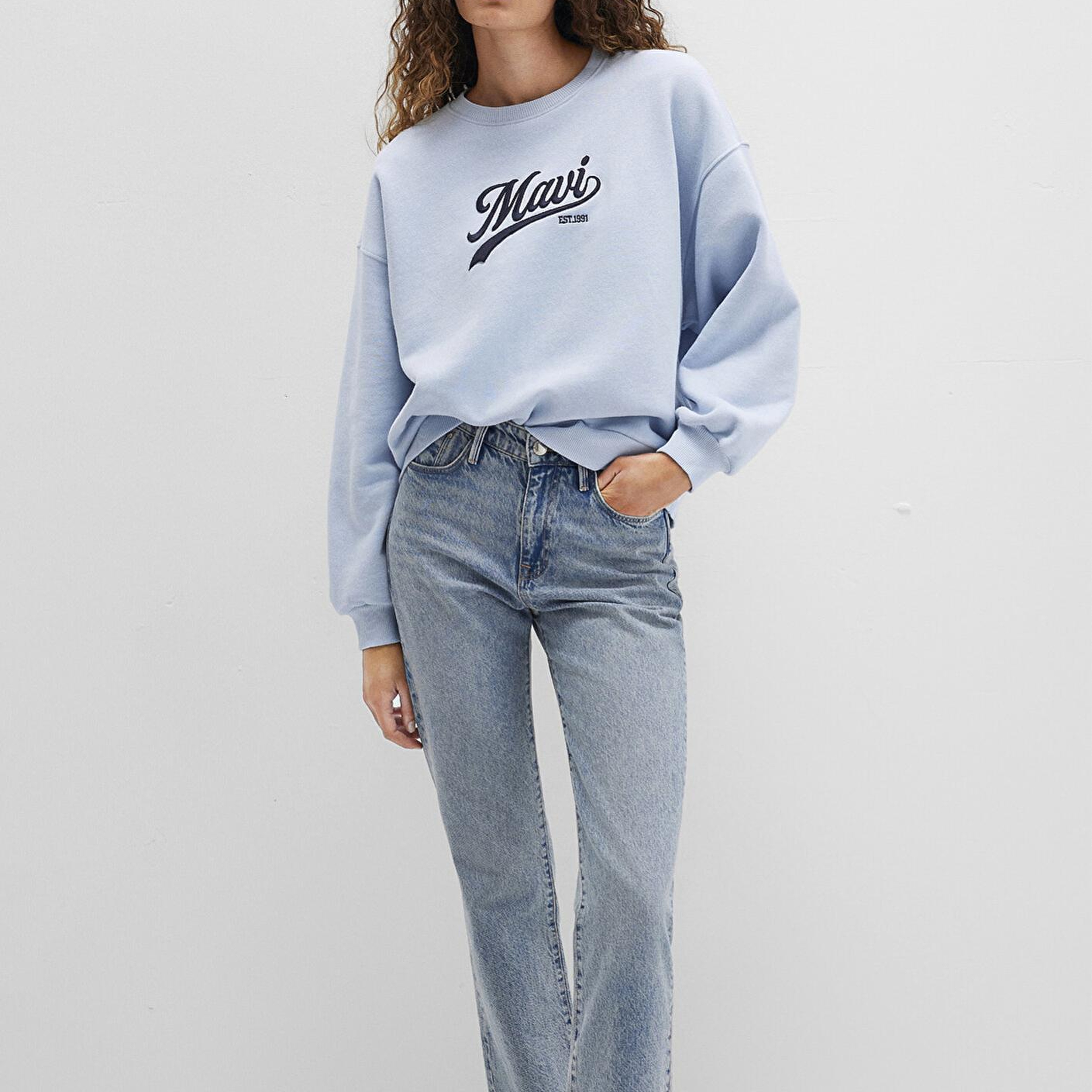 Mavi Mavi Logo Baskılı Mavi Sweatshirt 1S10419-70813