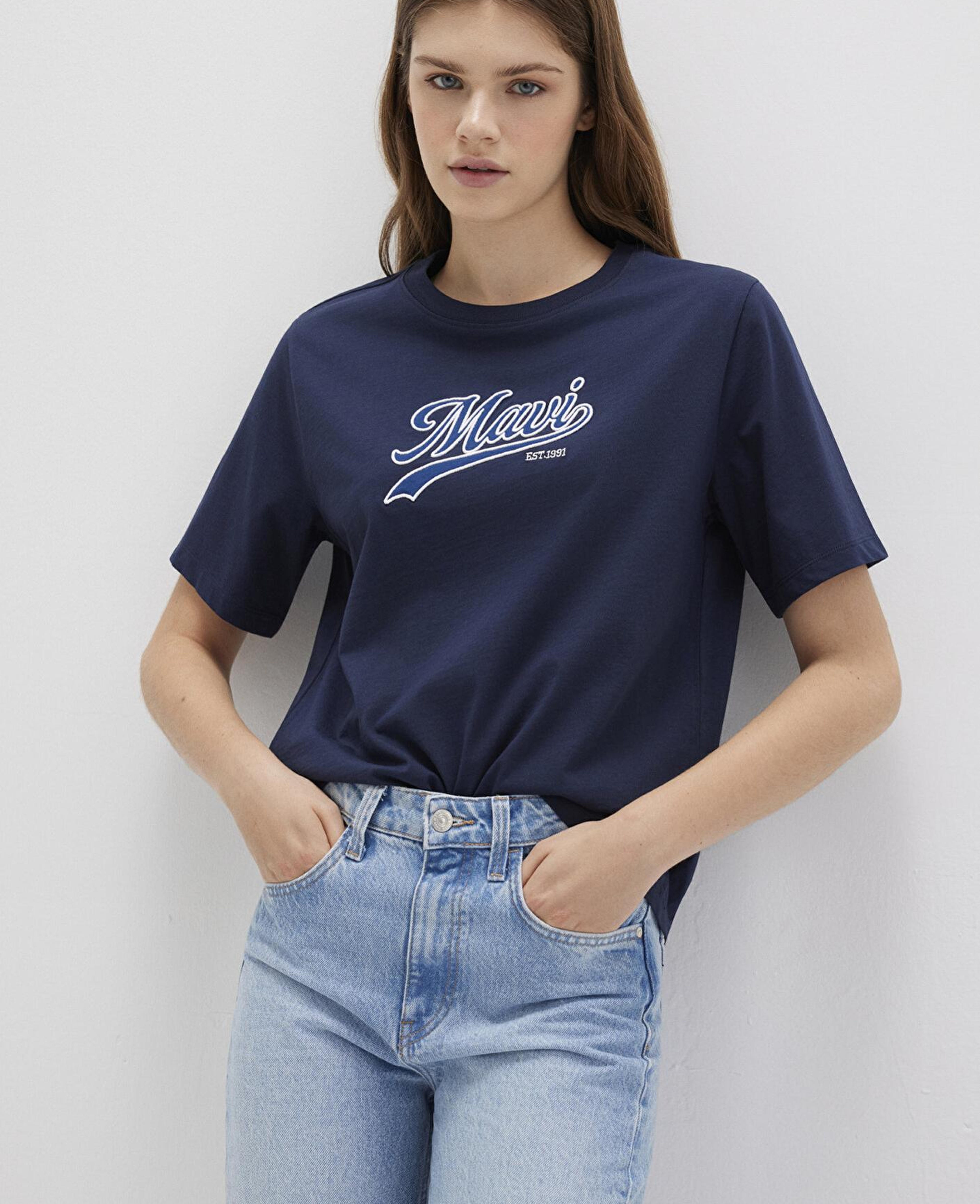 Mavi Mavi Logo Baskılı Lacivert Tişört Regular Fit / Normal Kesim 1613565-82318