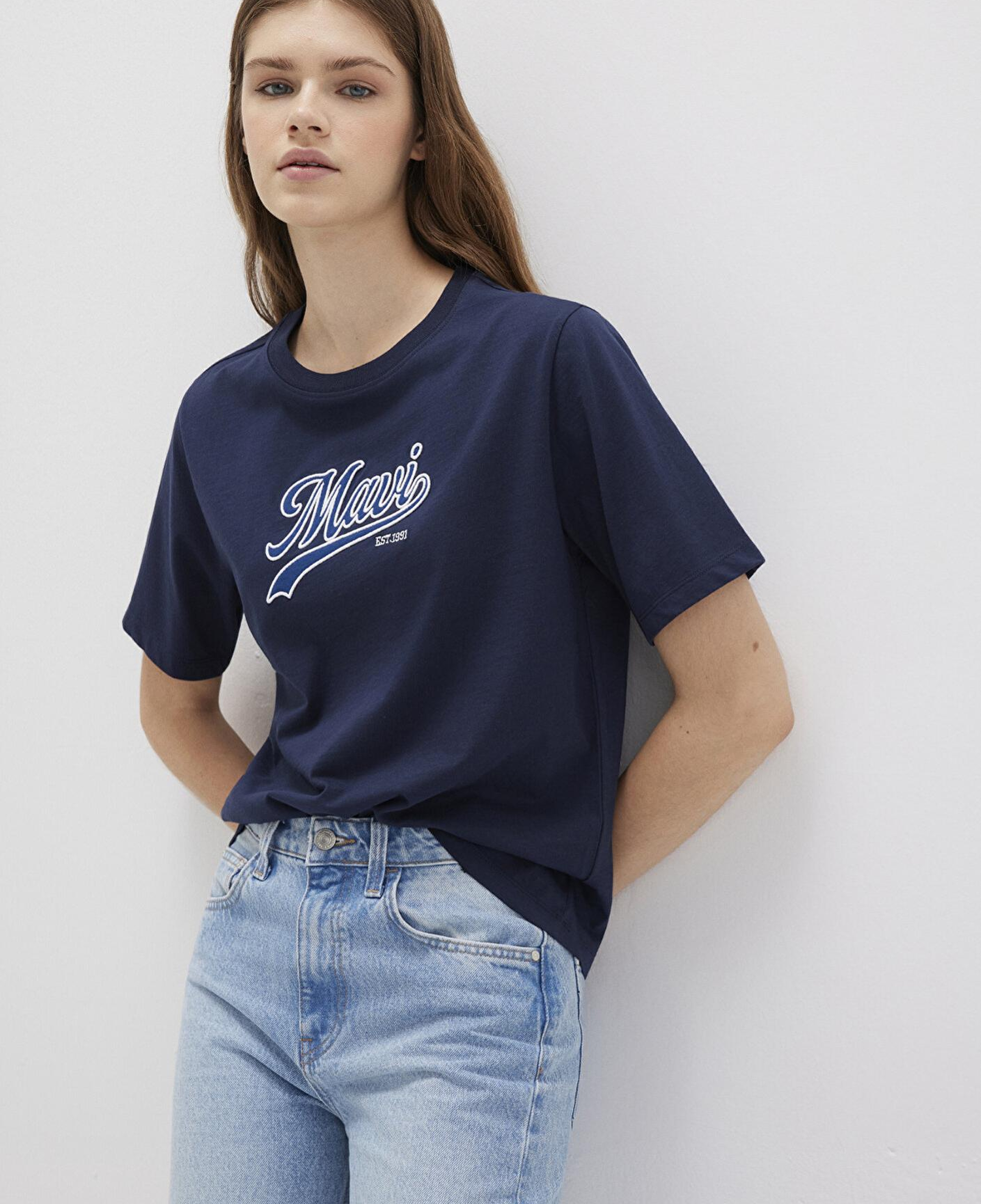 Mavi Mavi Logo Baskılı Lacivert Tişört Regular Fit / Normal Kesim 1613565-82318