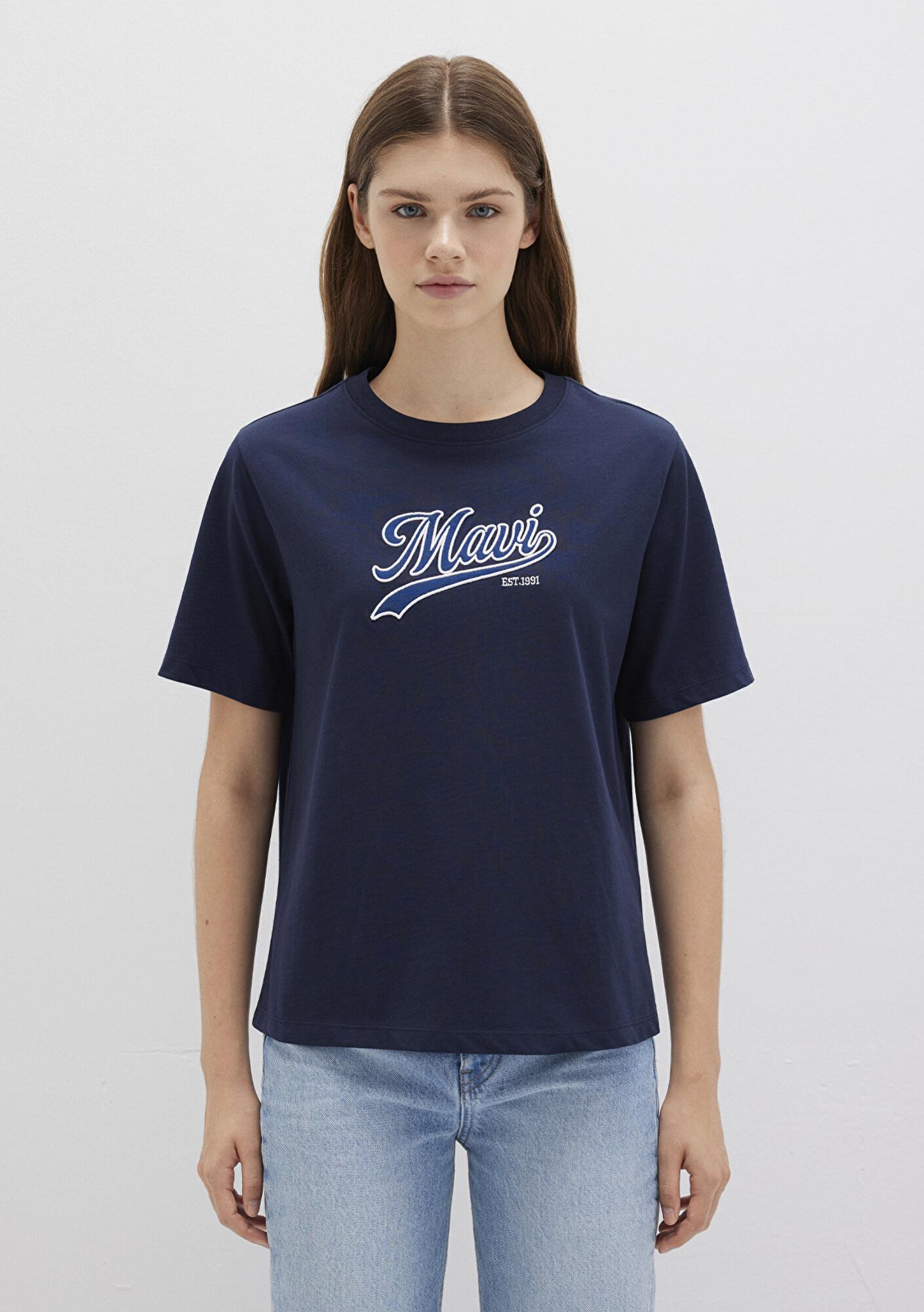 Mavi Mavi Logo Baskılı Lacivert Tişört Regular Fit / Normal Kesim 1613565-82318