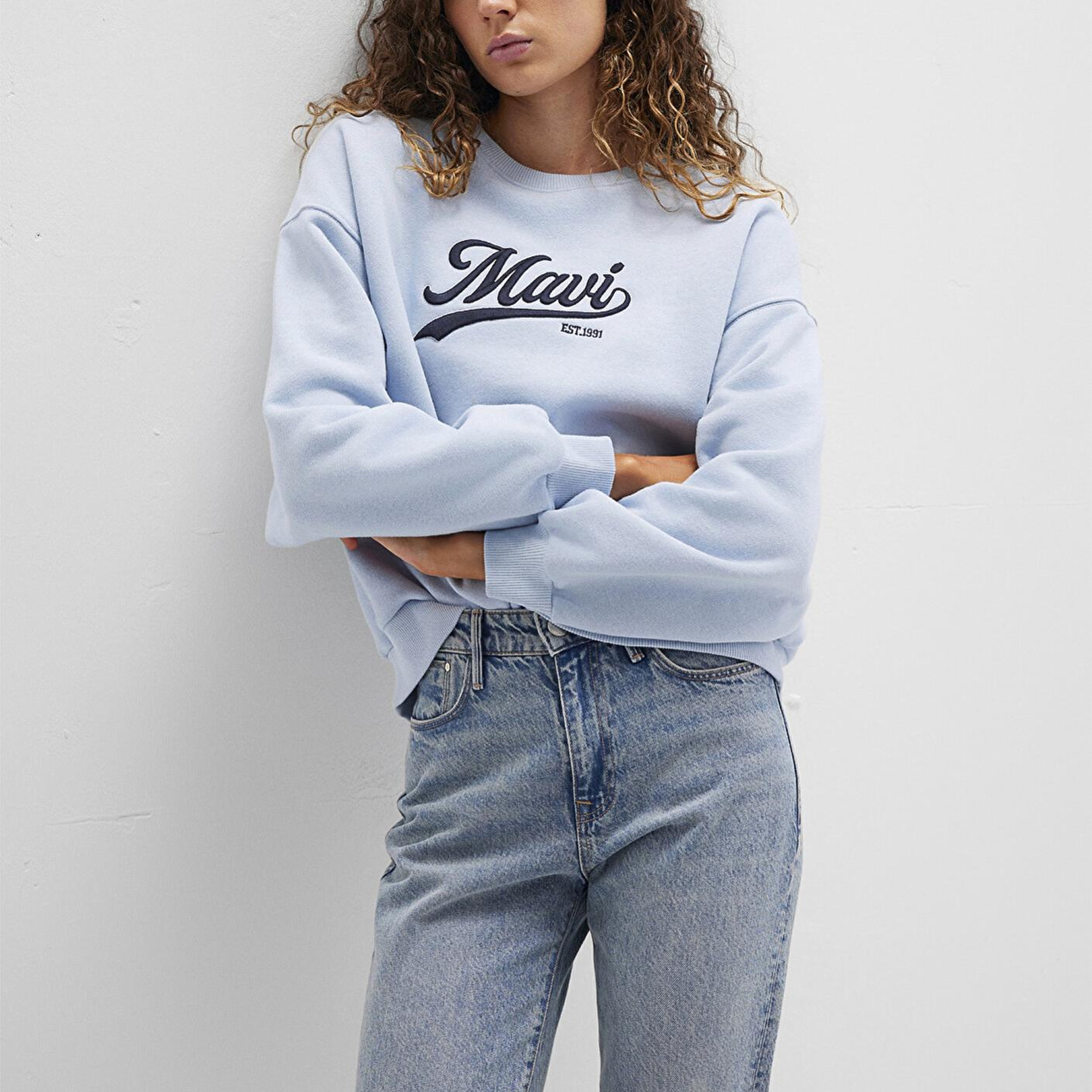 Mavi Mavi Logo Baskılı Mavi Sweatshirt 1S10419-70813
