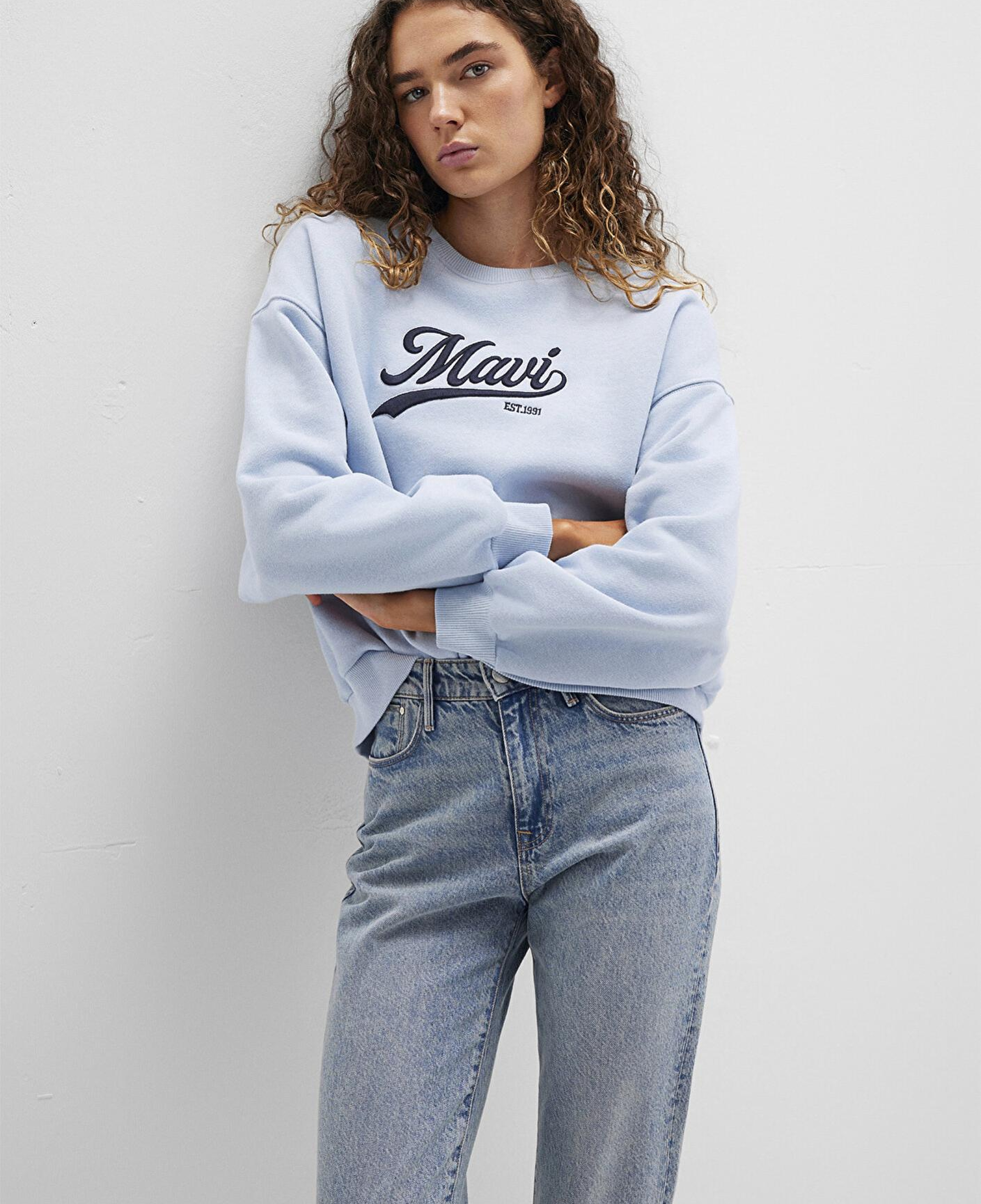 Mavi Mavi Logo Baskılı Mavi Sweatshirt 1S10419-70813