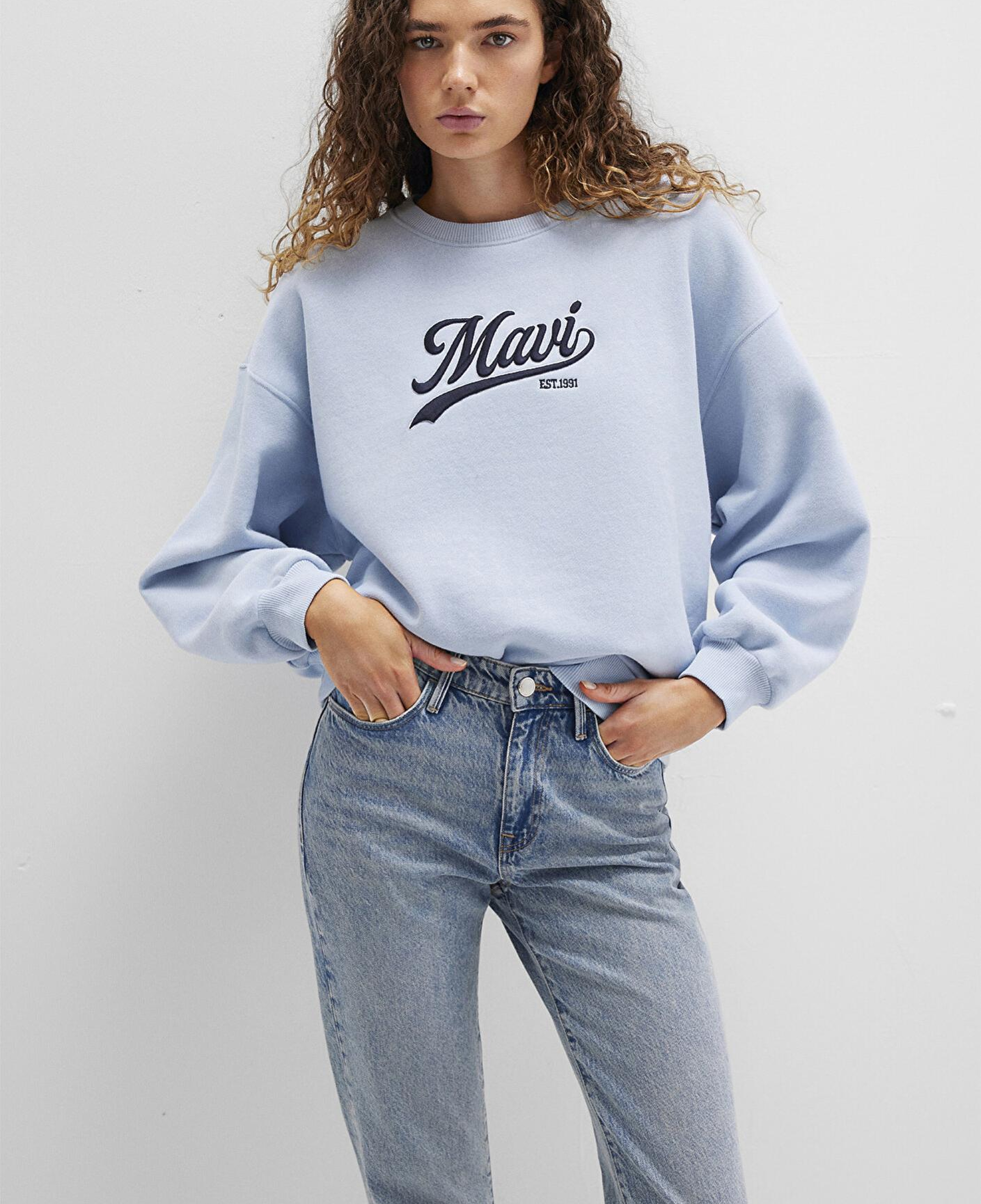Mavi Mavi Logo Baskılı Mavi Sweatshirt 1S10419-70813