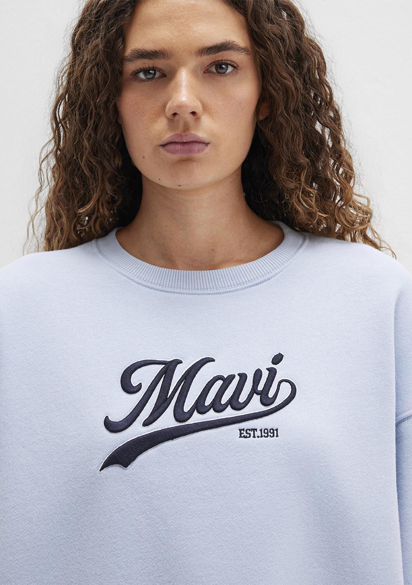 Mavi Mavi Logo Baskılı Mavi Sweatshirt 1S10419-70813