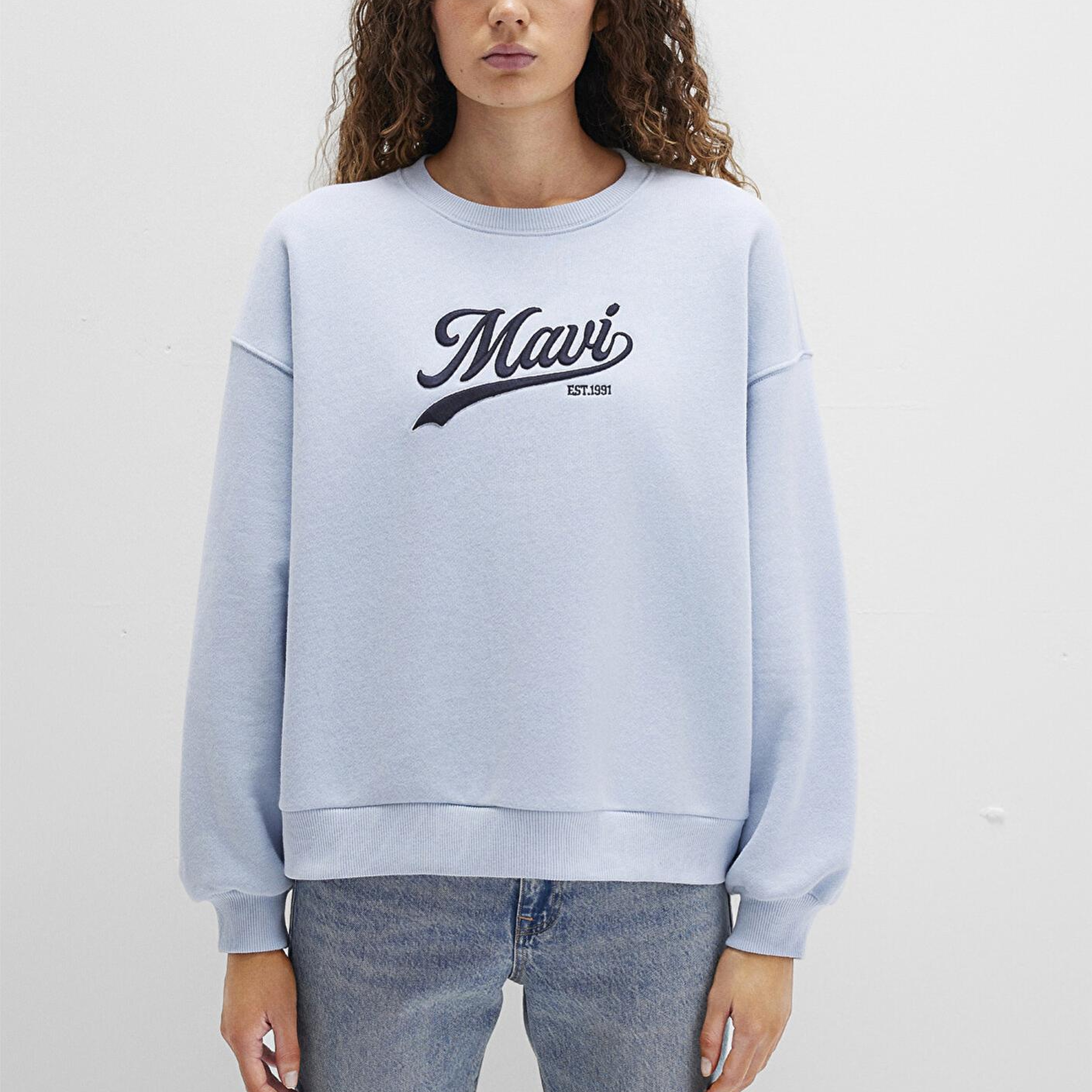 Mavi Mavi Logo Baskılı Mavi Sweatshirt 1S10419-70813