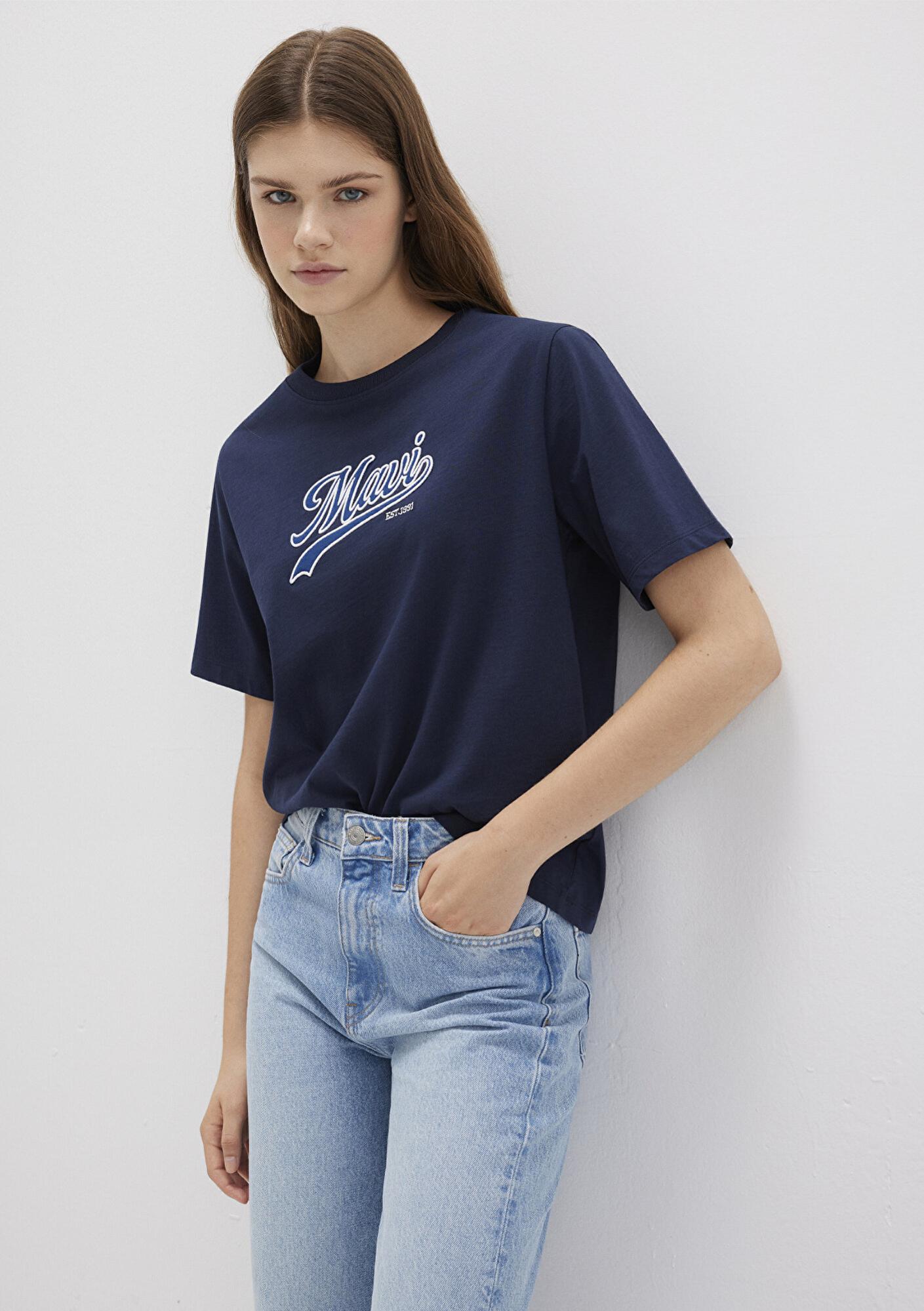 Mavi Mavi Logo Baskılı Lacivert Tişört Regular Fit / Normal Kesim 1613565-82318