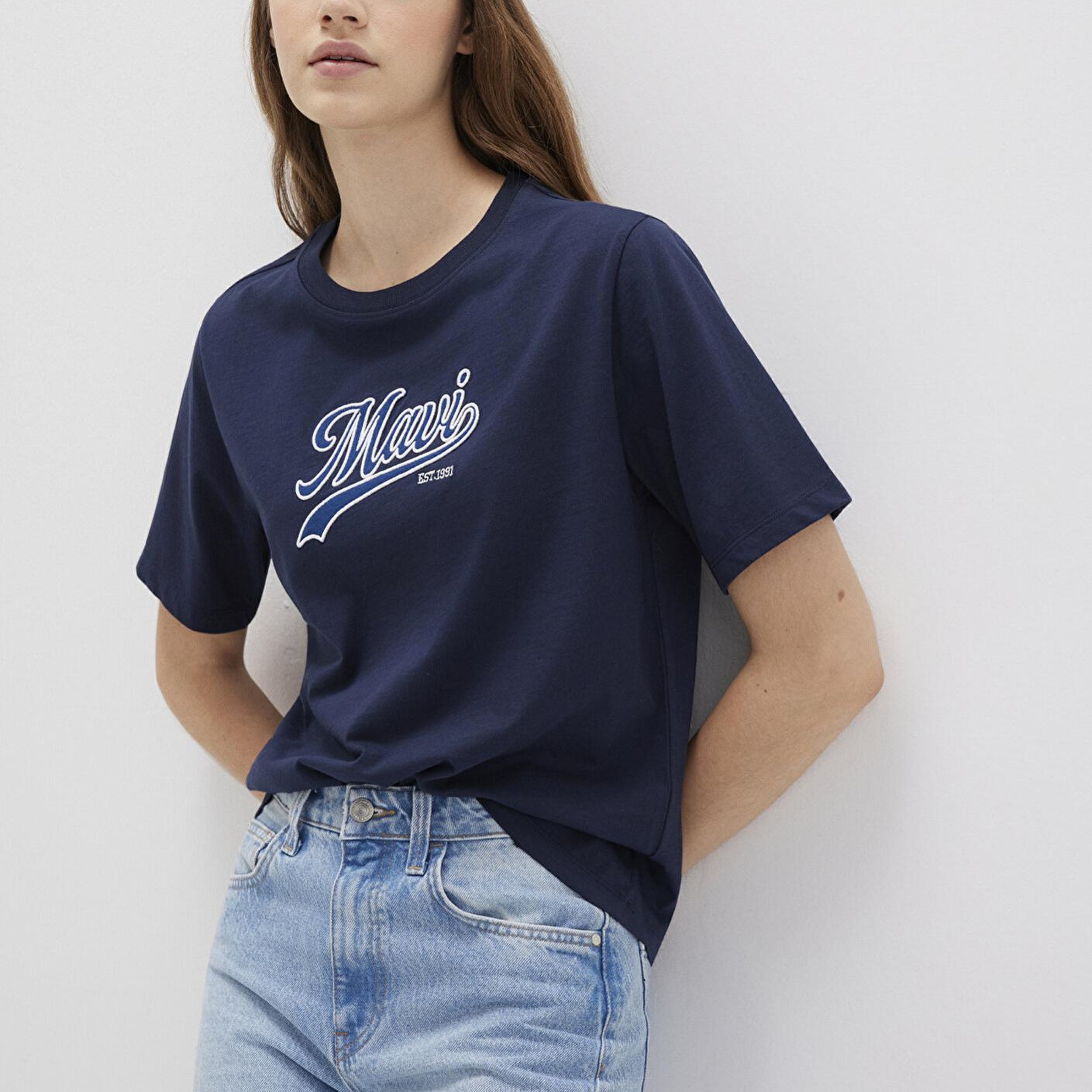 Mavi Mavi Logo Baskılı Lacivert Tişört Regular Fit / Normal Kesim 1613565-82318