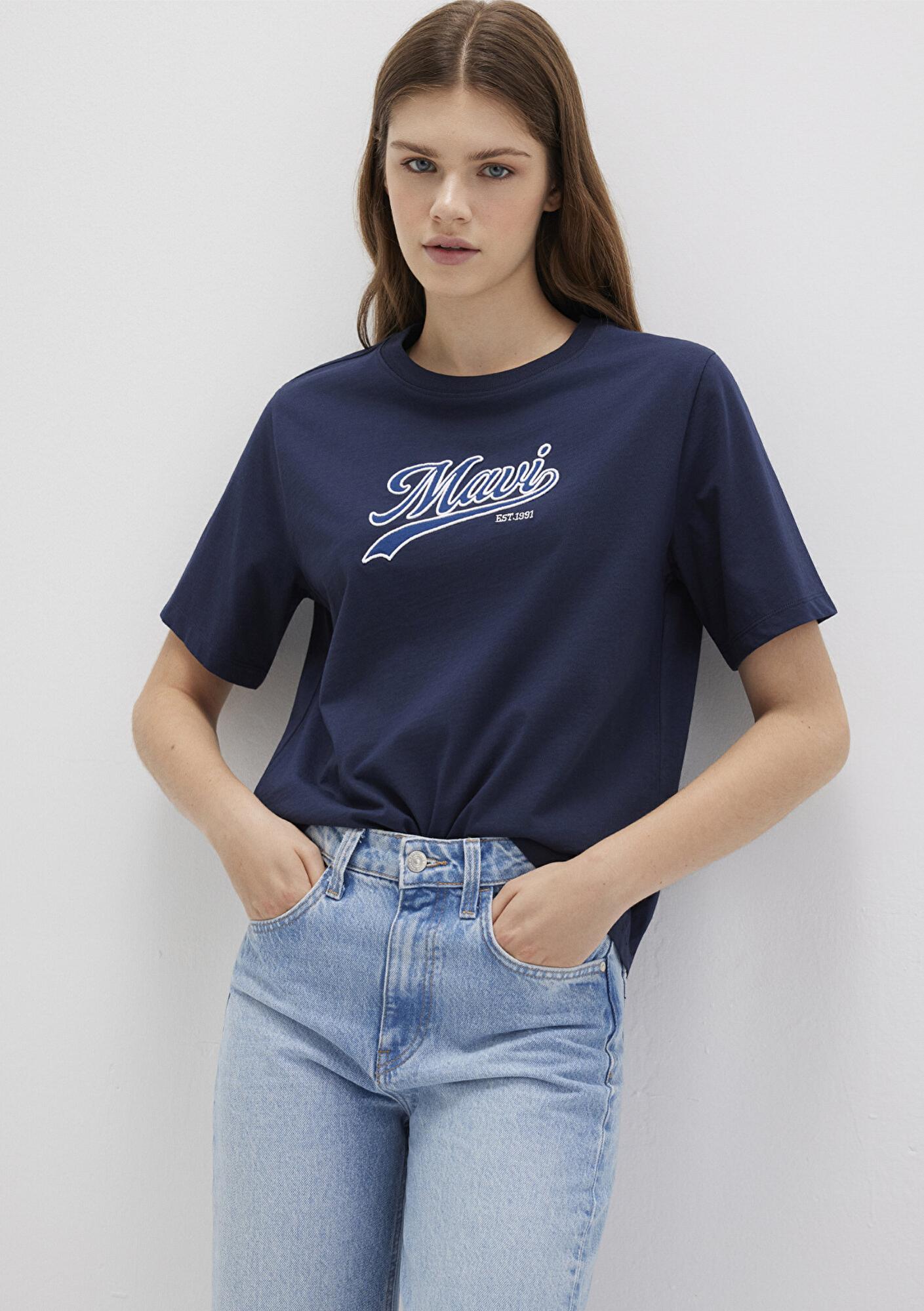 Mavi Mavi Logo Baskılı Lacivert Tişört Regular Fit / Normal Kesim 1613565-82318