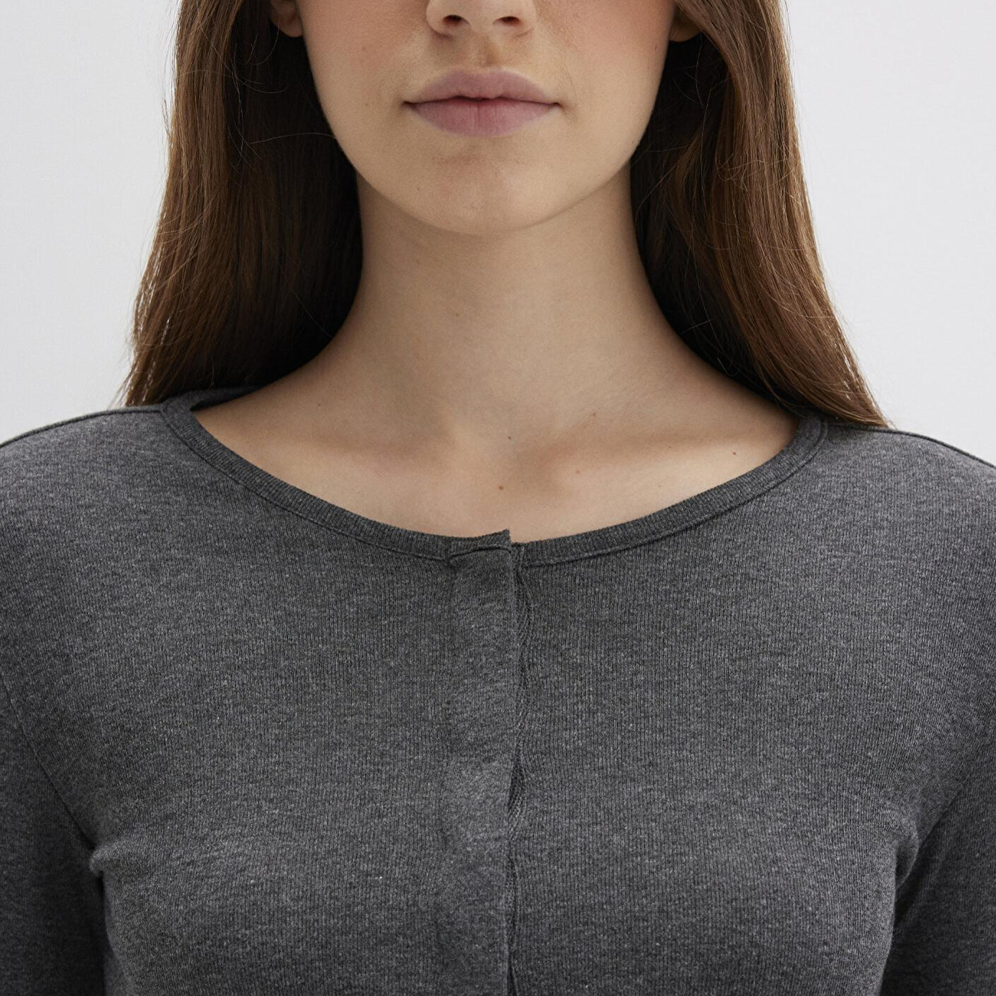 Mavi Uzun Kollu Crop Basic Tişört Crop / Kısa Kesim 1613403-80023