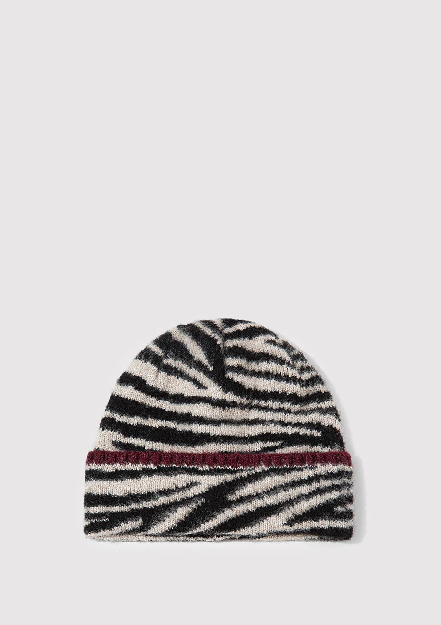 Mavi Zebra Baskılı Siyah Bere 1913612-900