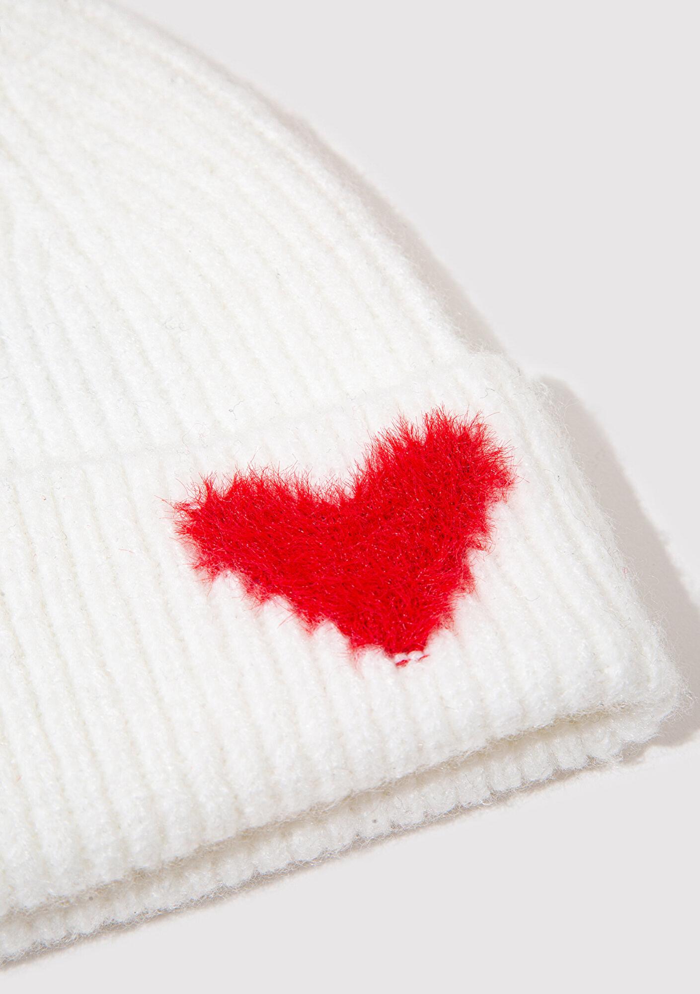 Mavi Kalp Detaylı Beyaz Bere 1913605-20454