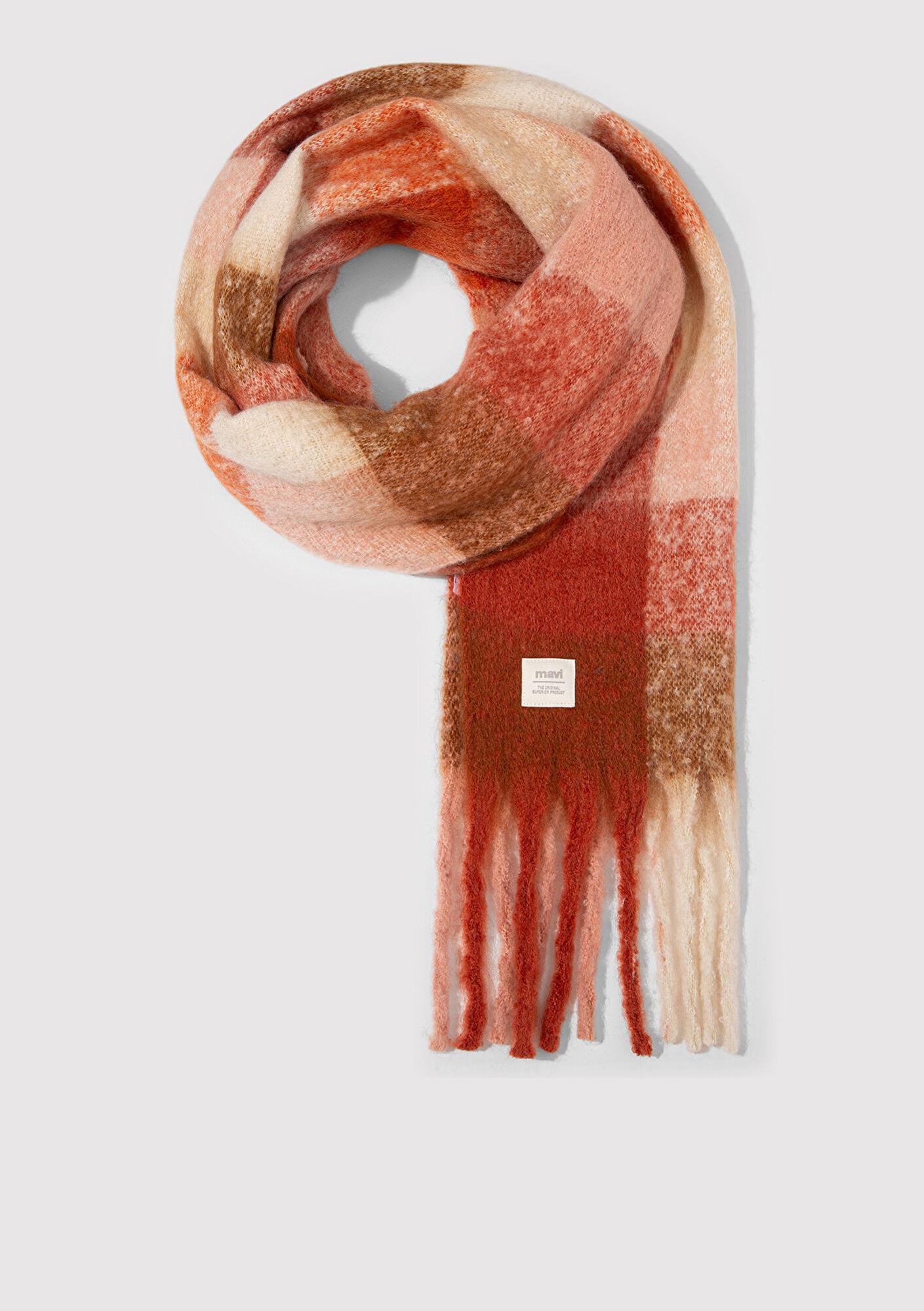 Mavi Püsküllü Kareli Atkı 1913596-35115