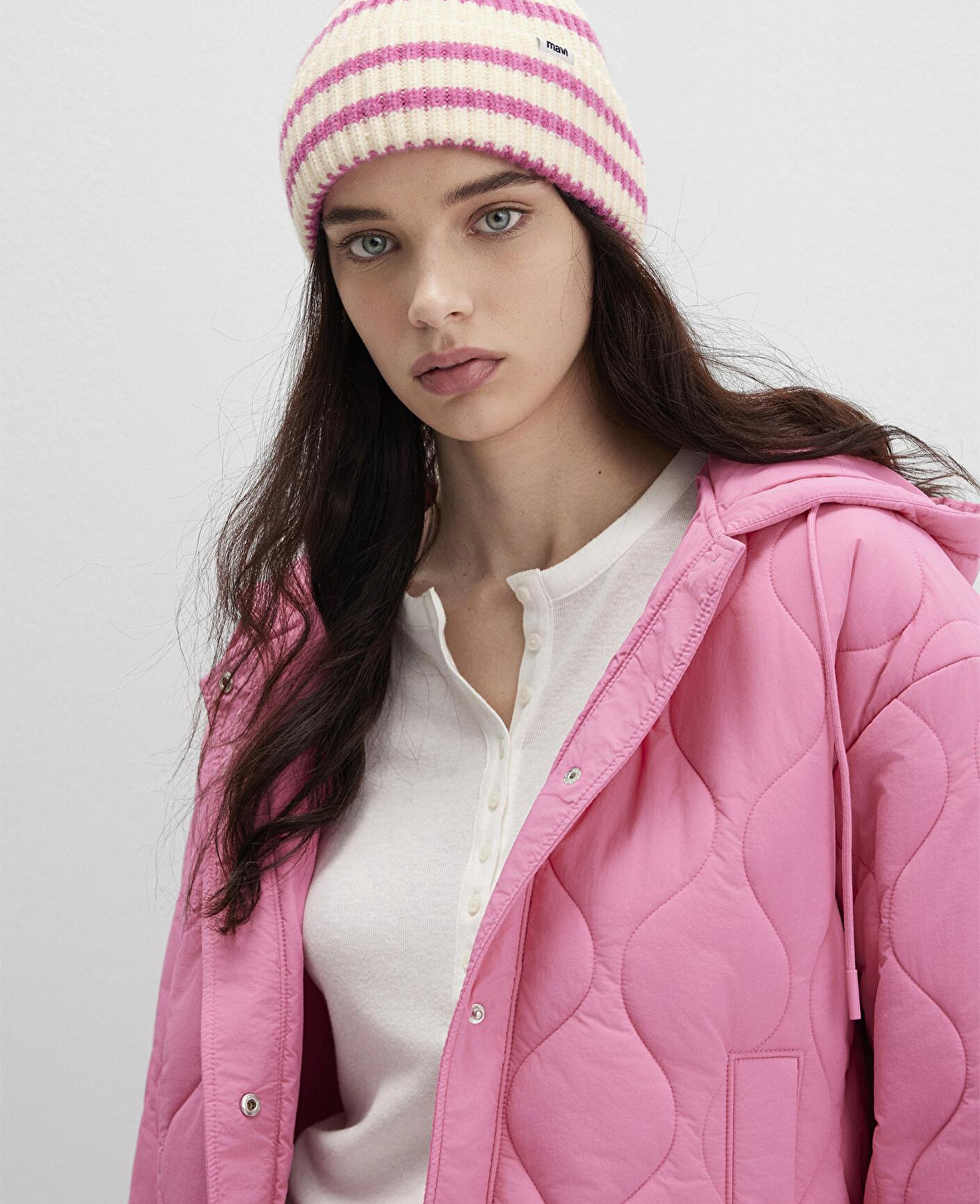 Mavi Pembe Çizgili Ekru Bere 1912804-30376