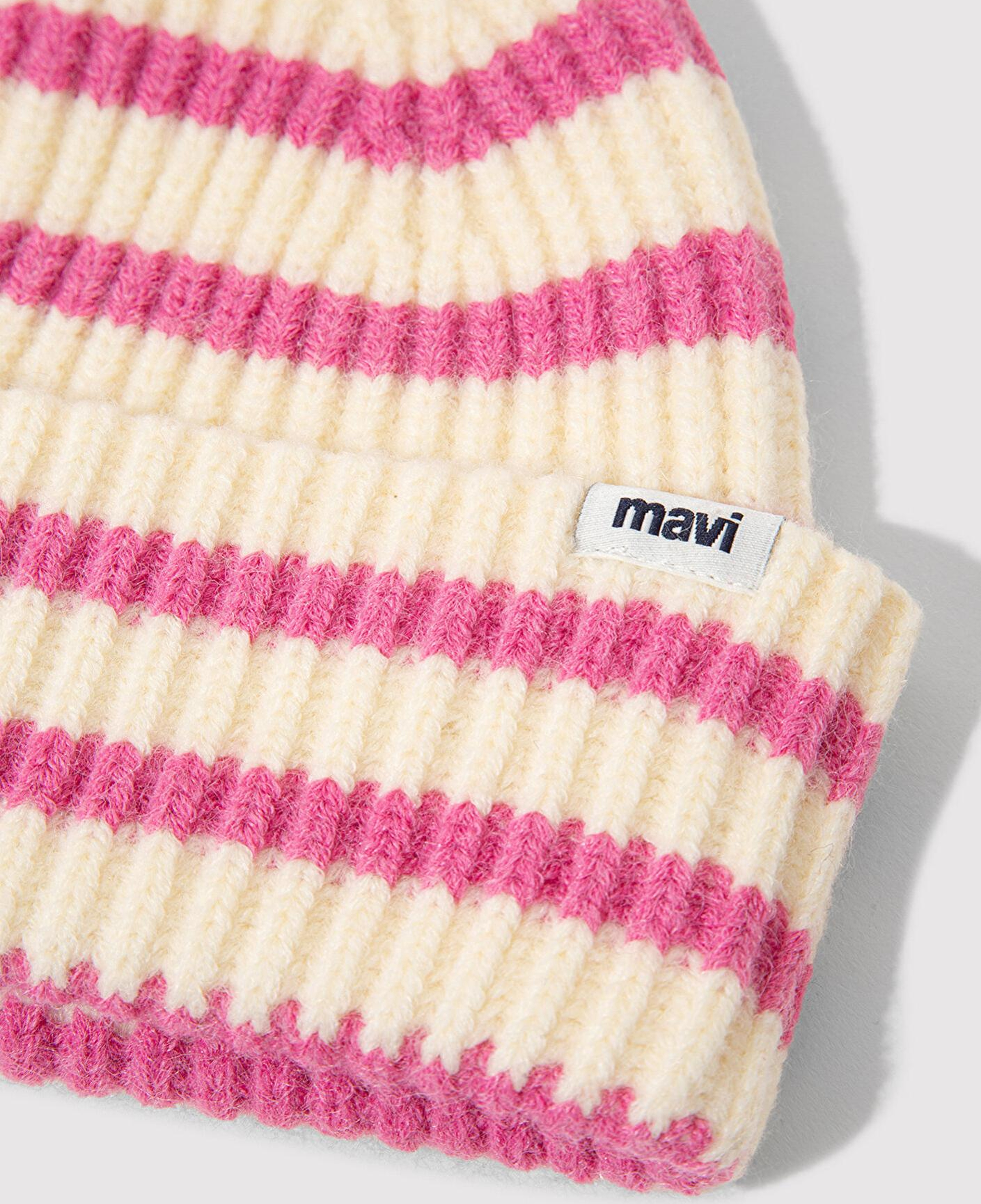 Mavi Pembe Çizgili Ekru Bere 1912804-30376