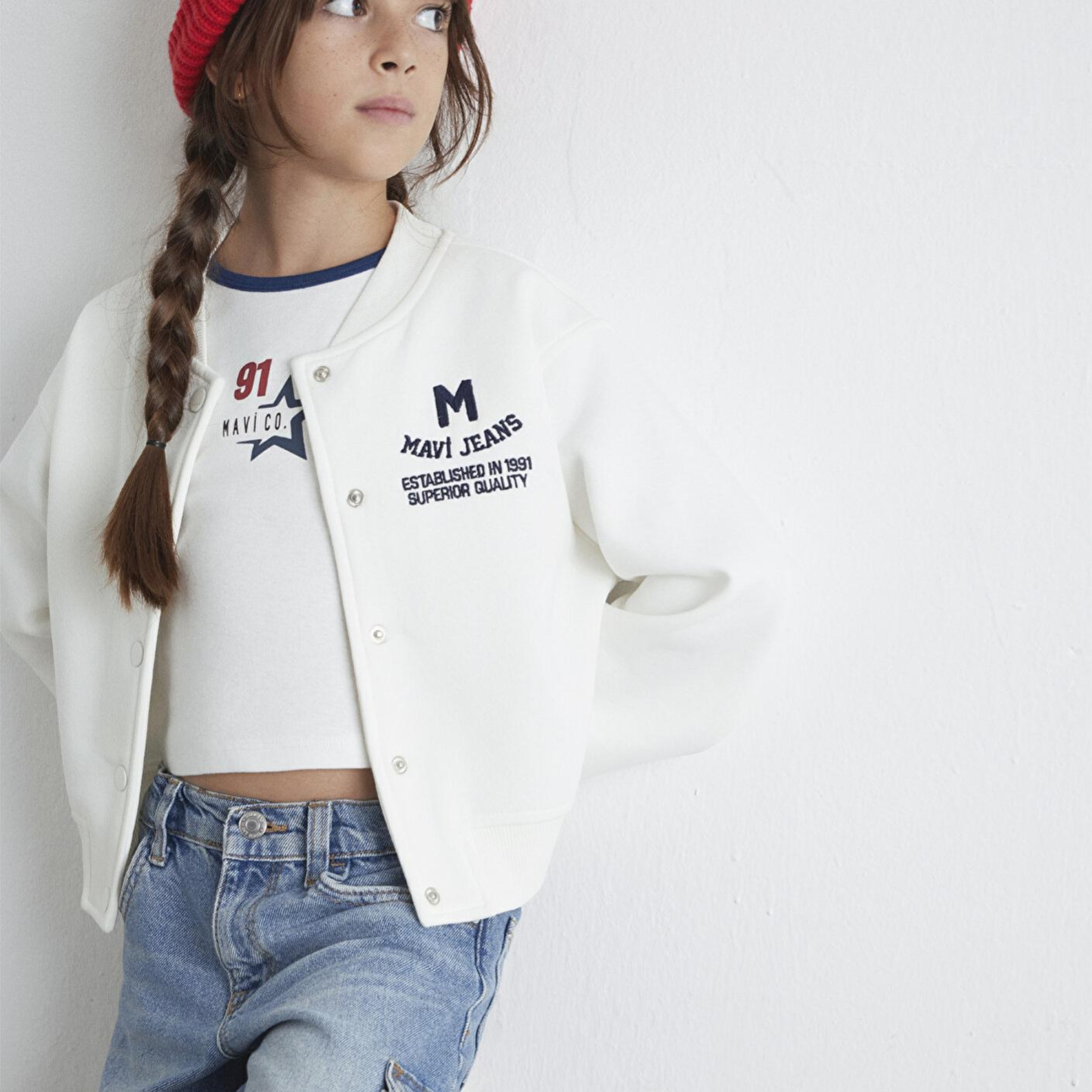 Mavi M Logo Patchli Ekru Bomber Ceket 7S10086-70057