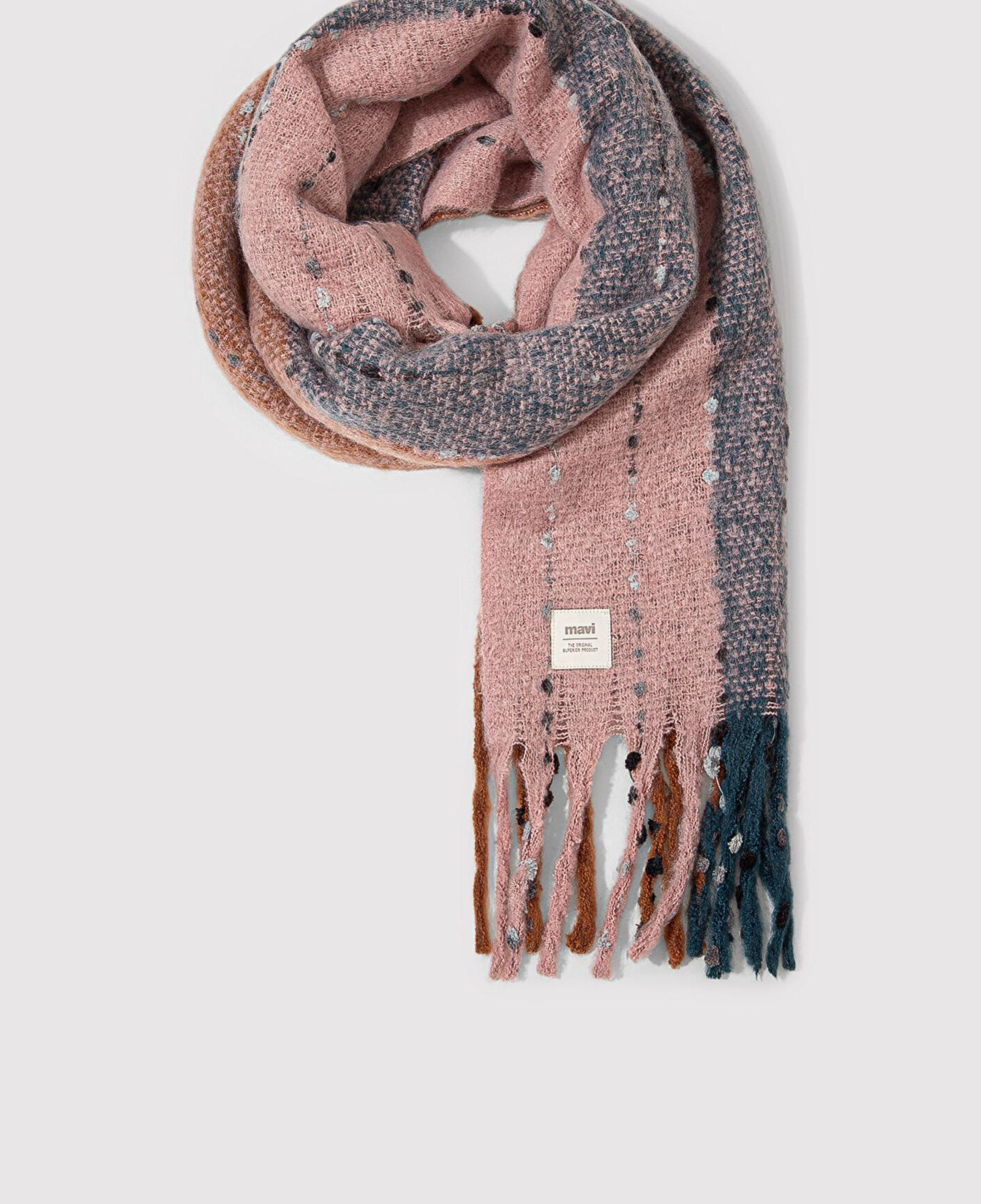 Mavi Püsküllü Pembe Atkı 1910697-17865