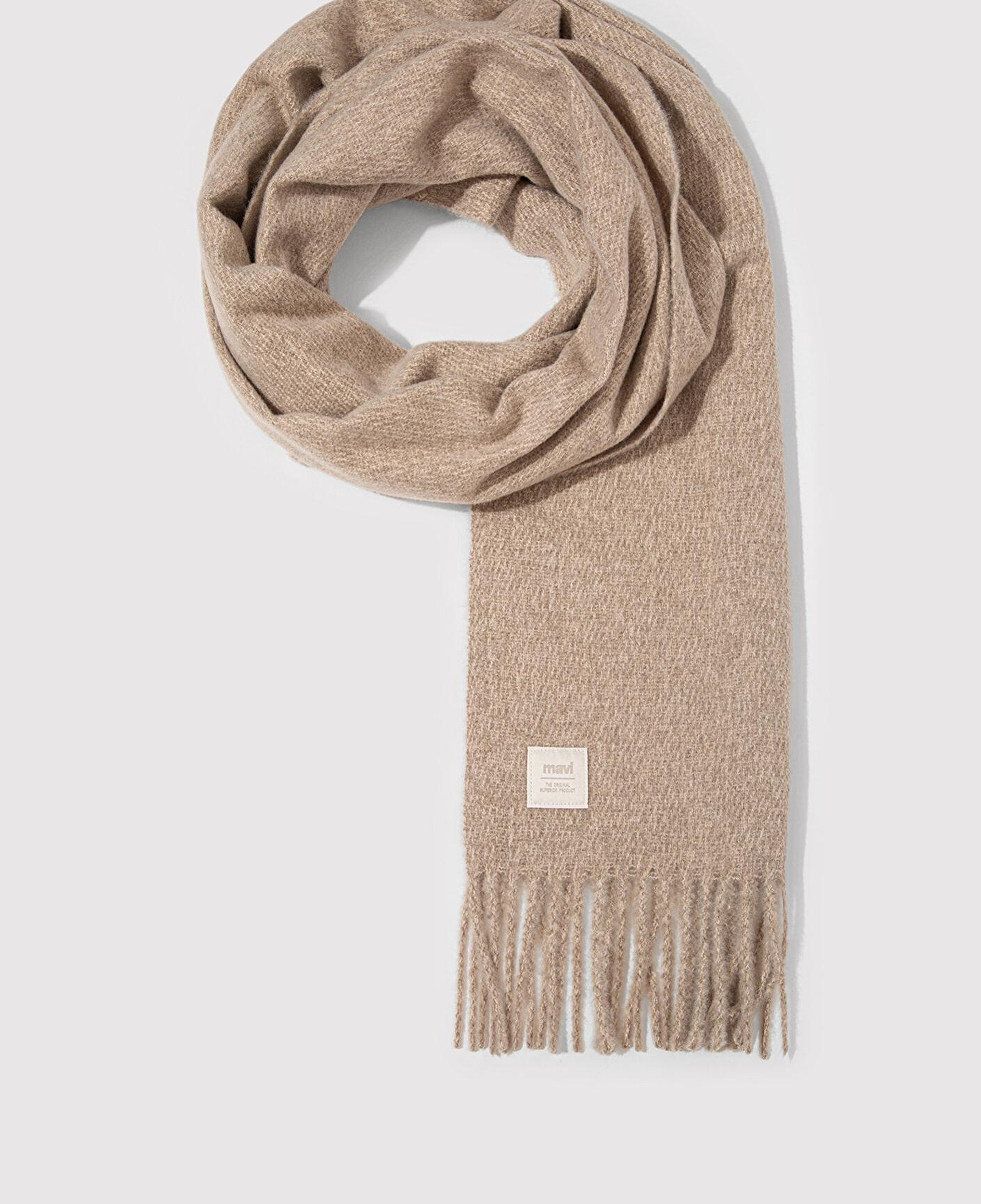 Mavi Püsküllü Bej Atkı 198940-34523