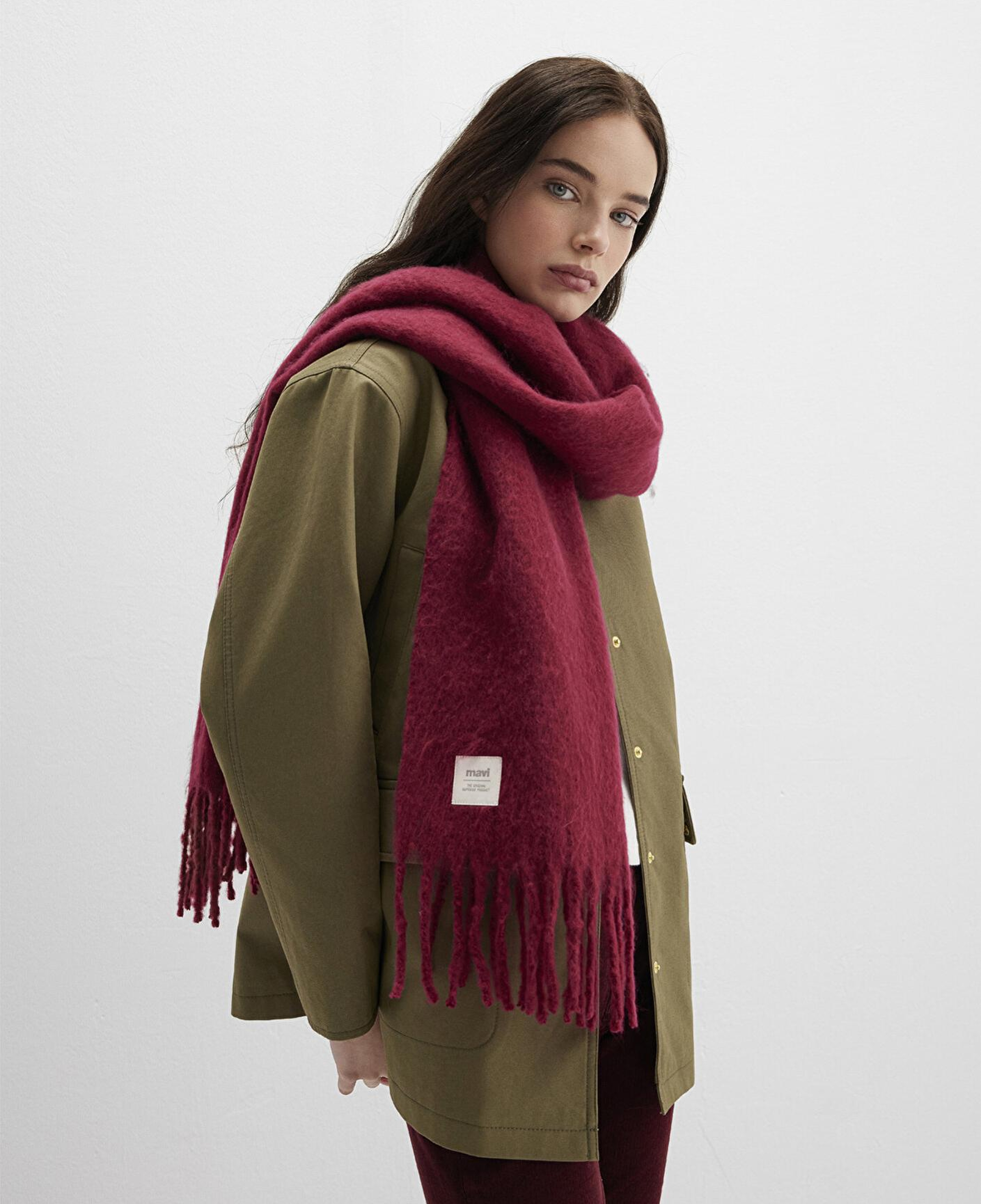 Mavi Püsküllü Bordo Atkı 1912807-24862