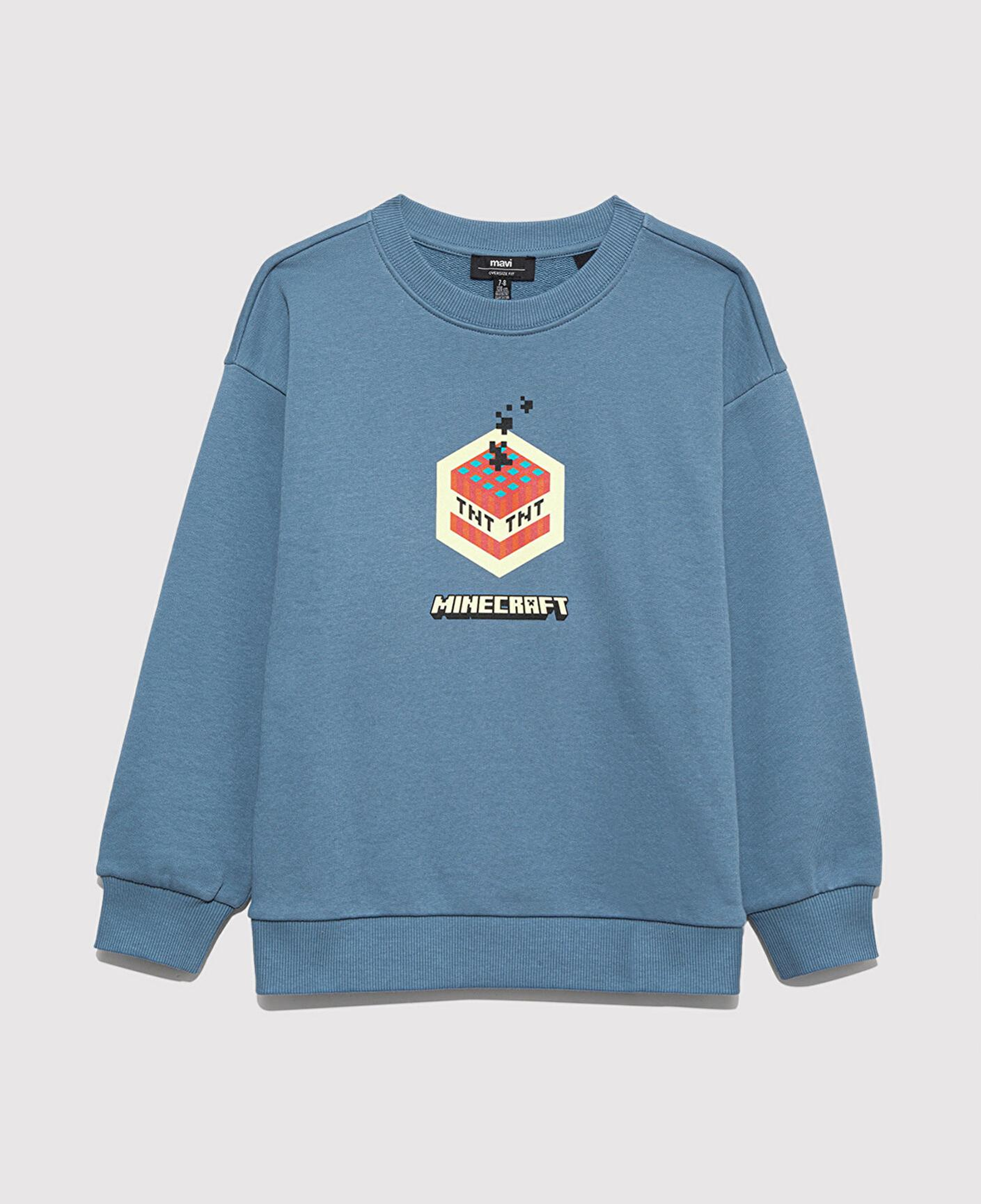 Mavi Minecraft Baskılı Mavi Sweatshirt 6S10130-85518