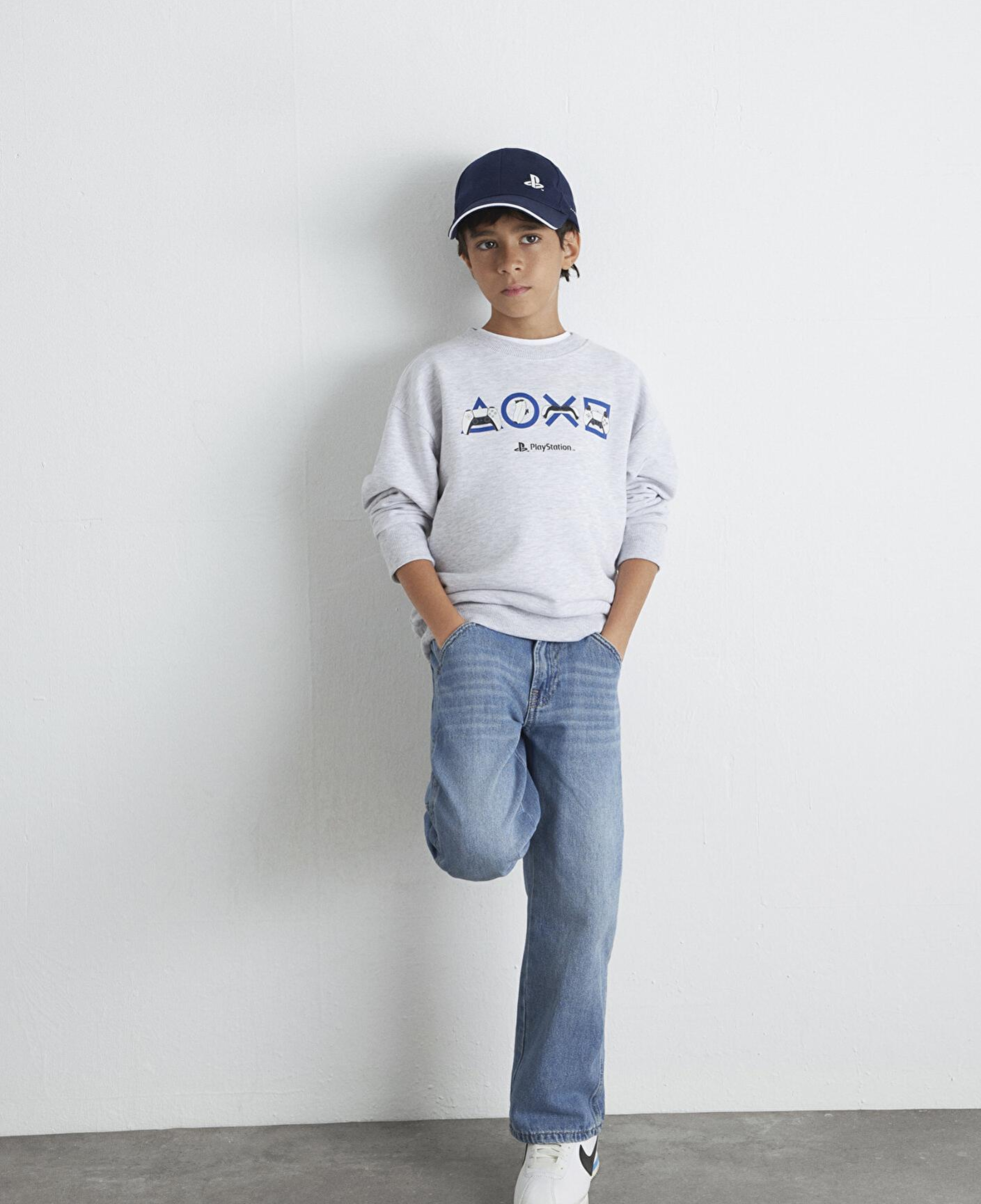 Mavi PlayStation Baskılı Gri Sweatshirt 6S10132-88467