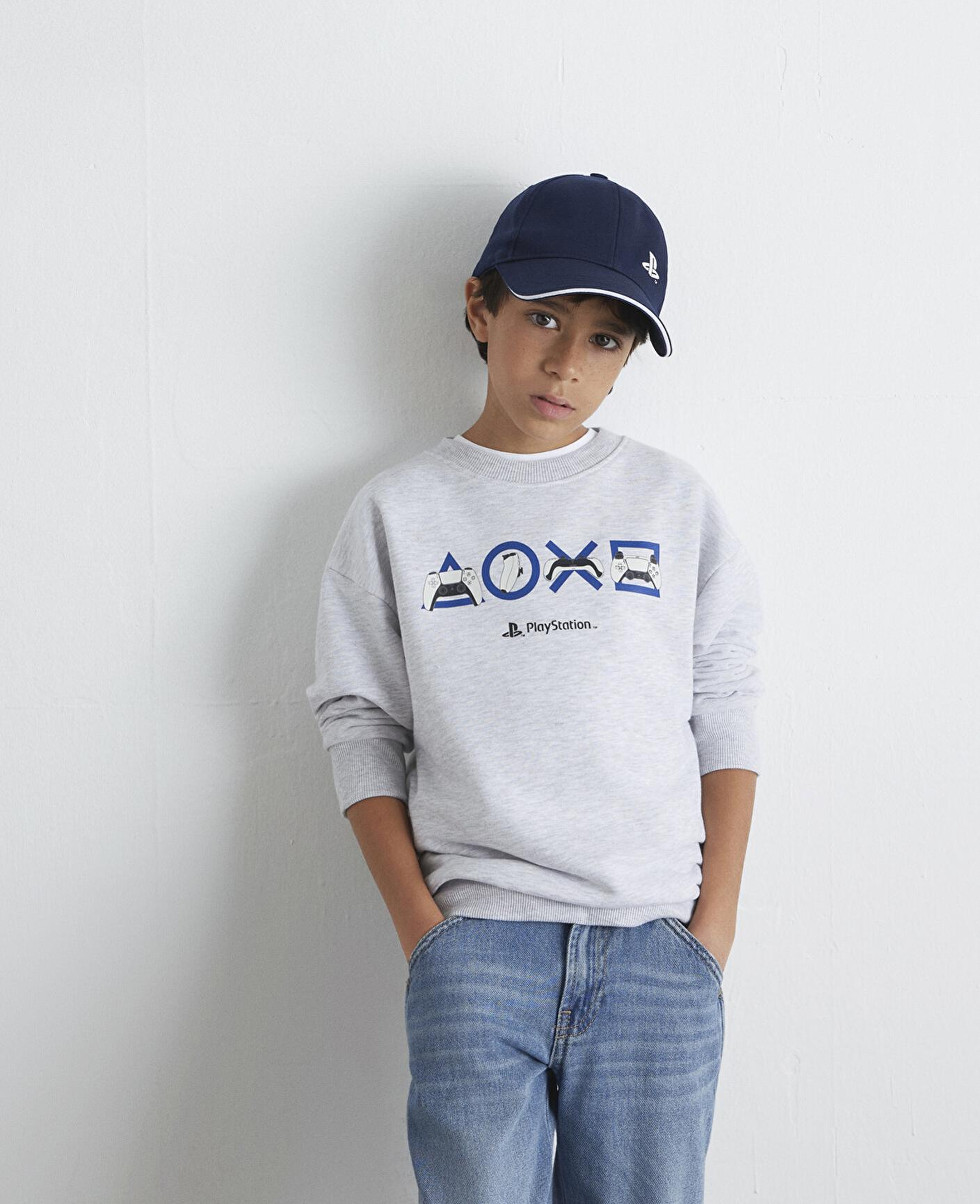 Mavi PlayStation Baskılı Gri Sweatshirt 6S10132-88467