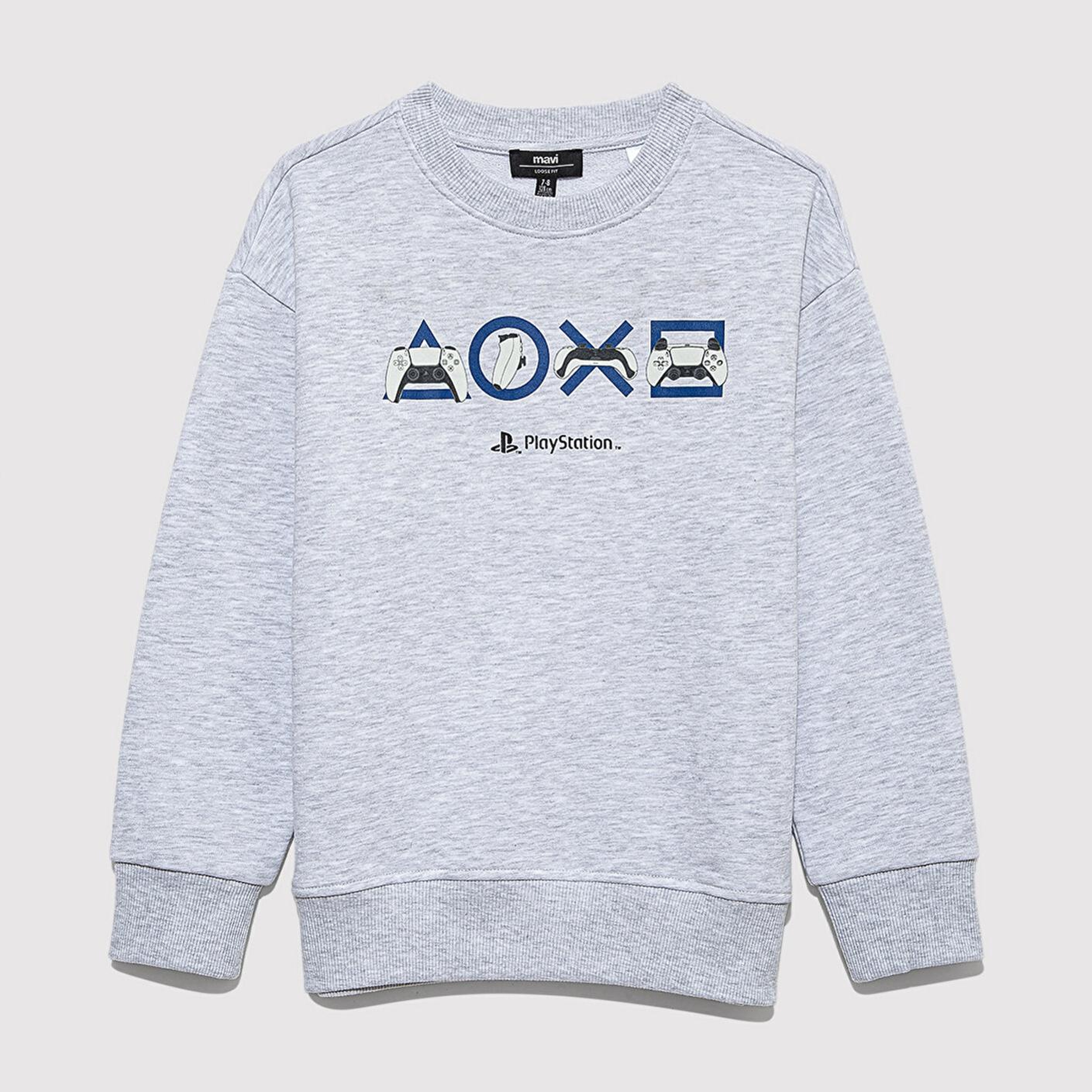 Mavi PlayStation Baskılı Gri Sweatshirt 6S10132-88467