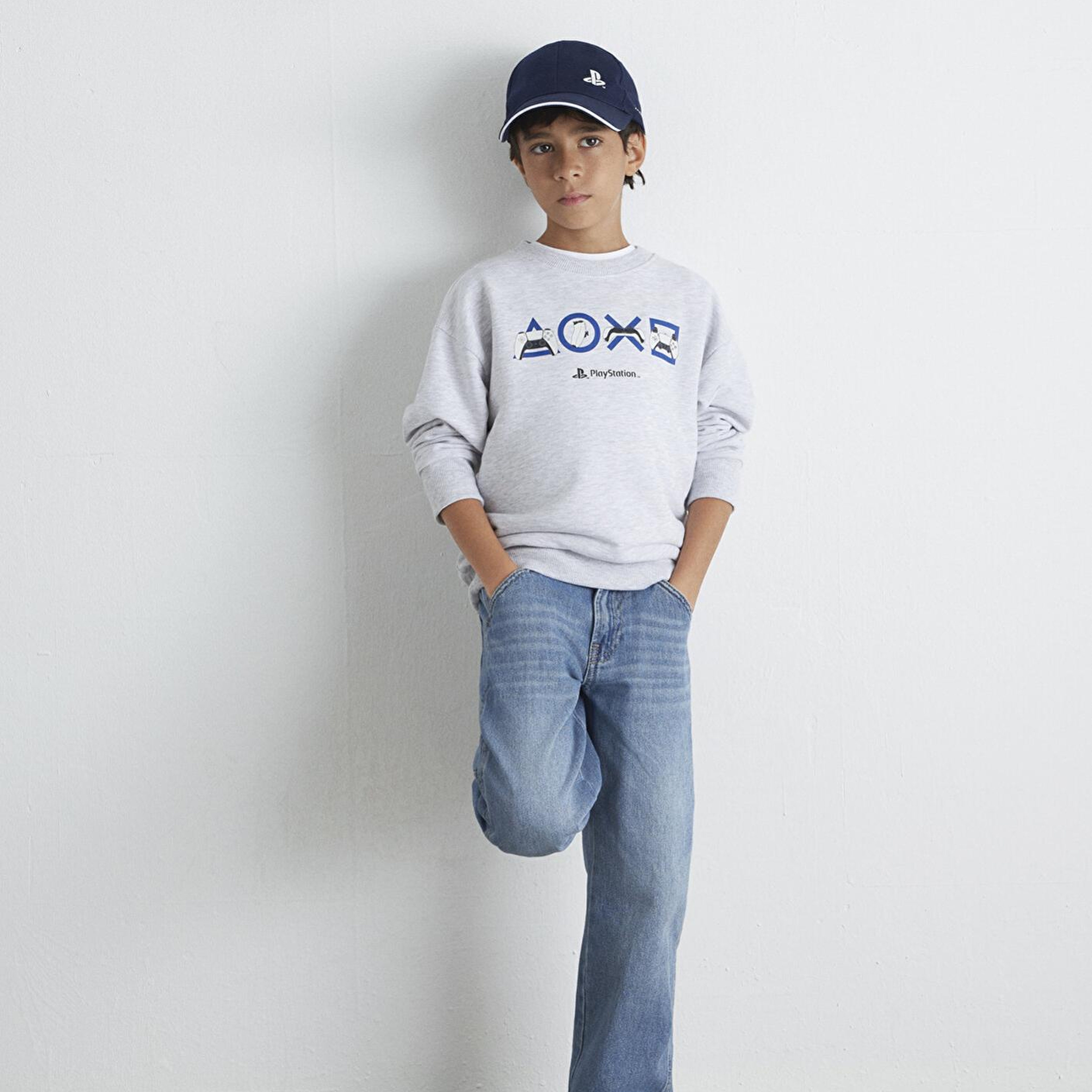 Mavi PlayStation Baskılı Gri Sweatshirt 6S10132-88467