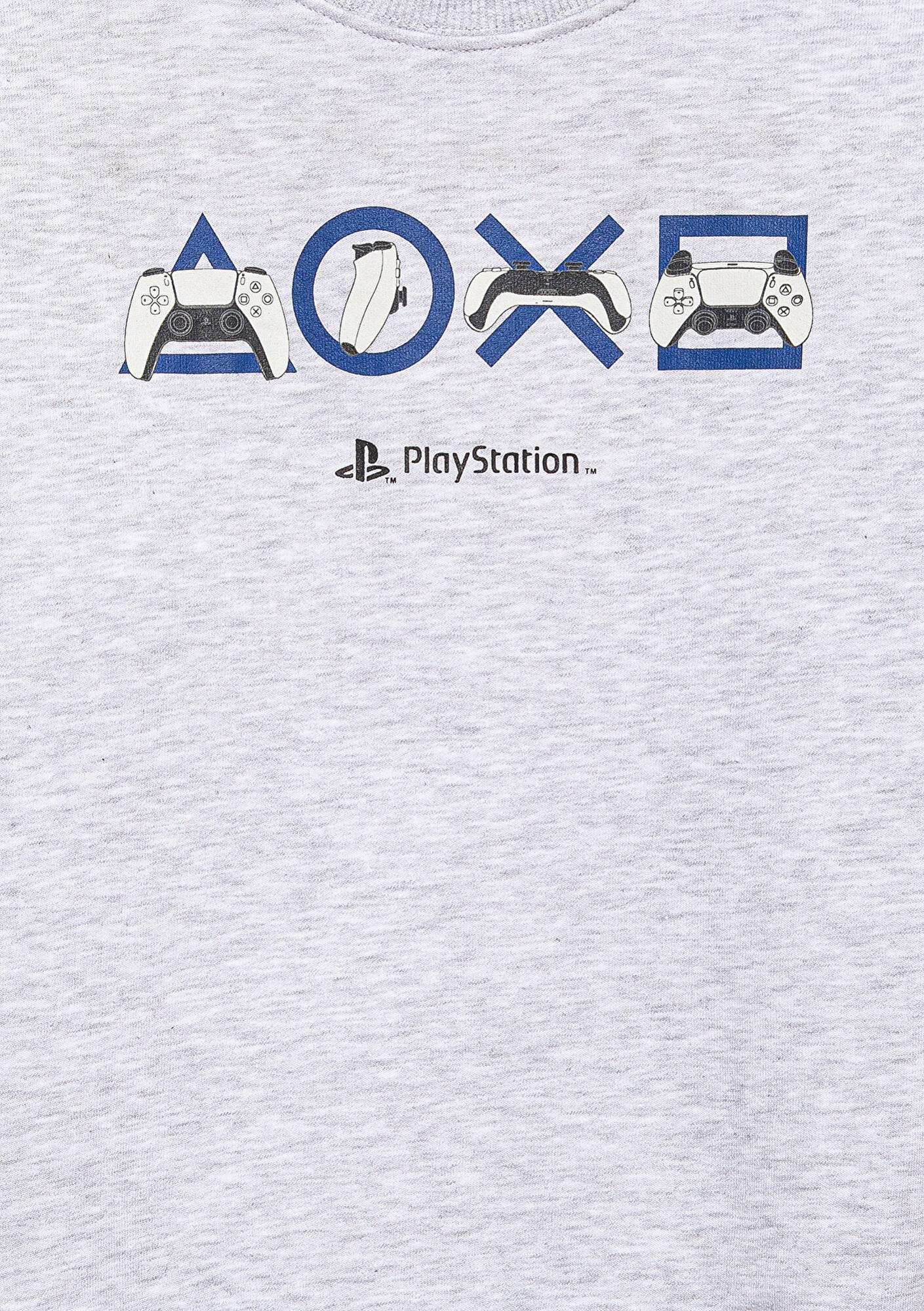 Mavi PlayStation Baskılı Gri Sweatshirt 6S10132-88467