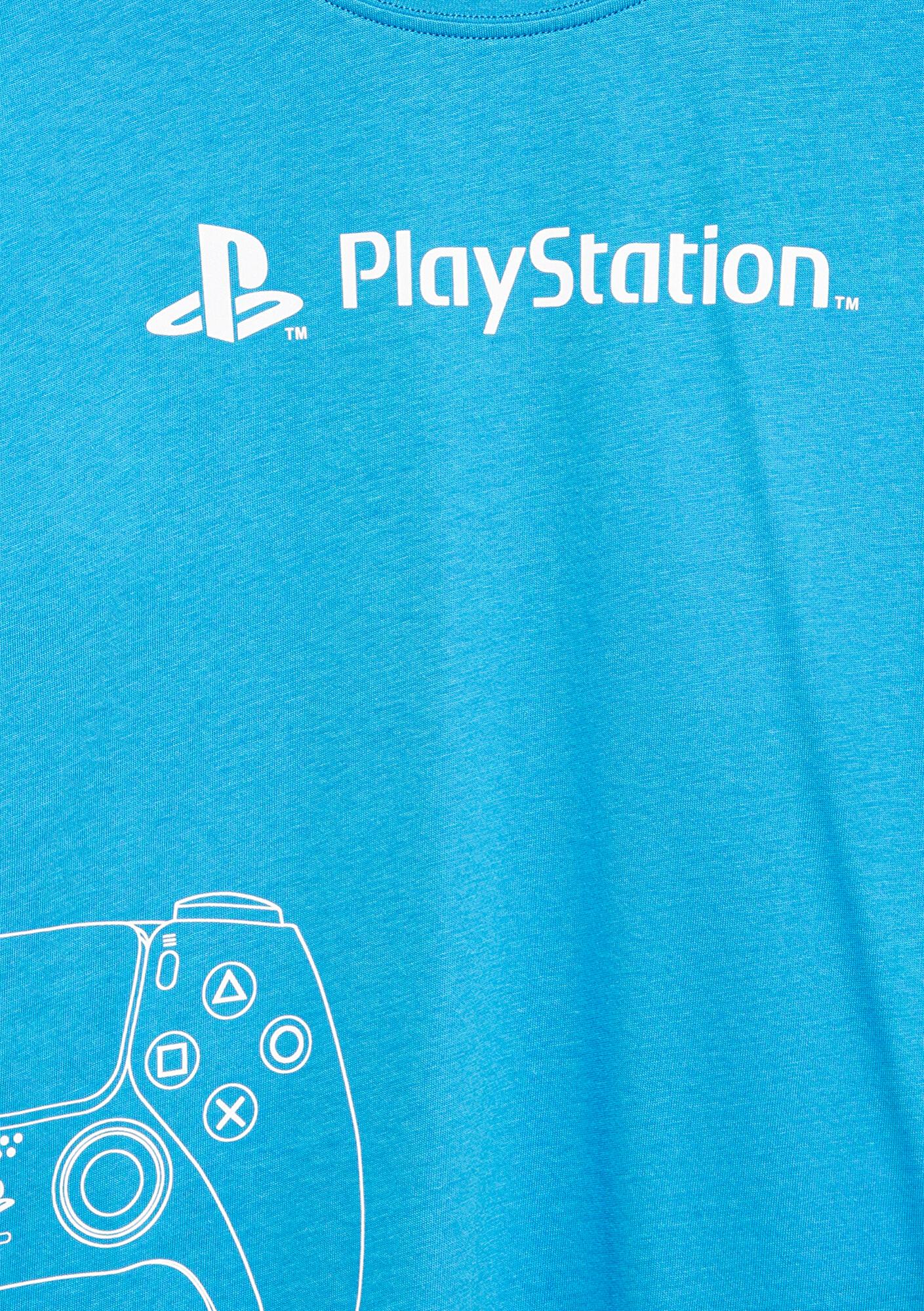 Mavi PlayStation Baskılı Mavi Tişört​ Loose Fit / Bol Rahat Kesim 6610376-70772