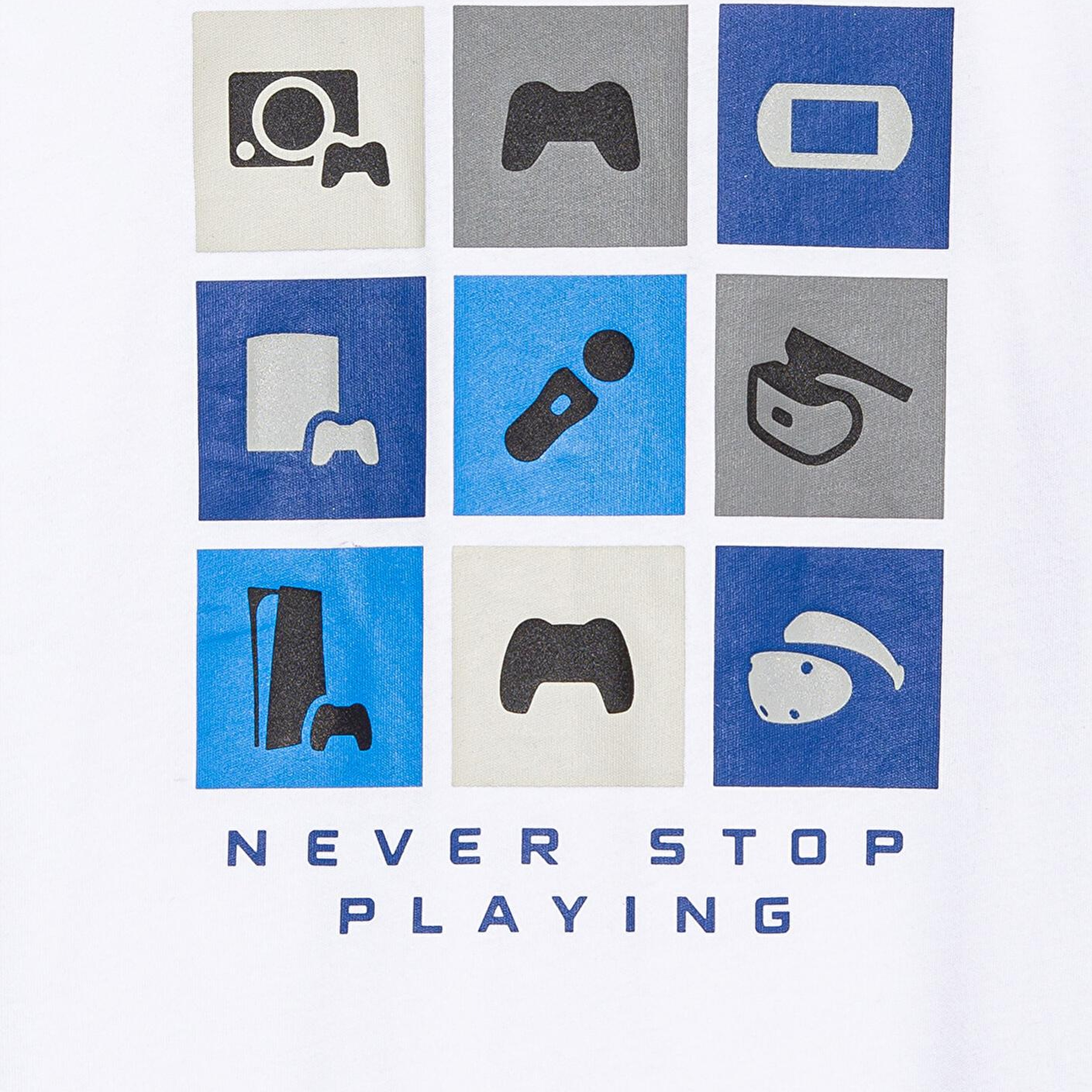 Mavi PlayStation Baskılı Beyaz Tişört​ Loose Fit / Bol Rahat Kesim 6610374-620