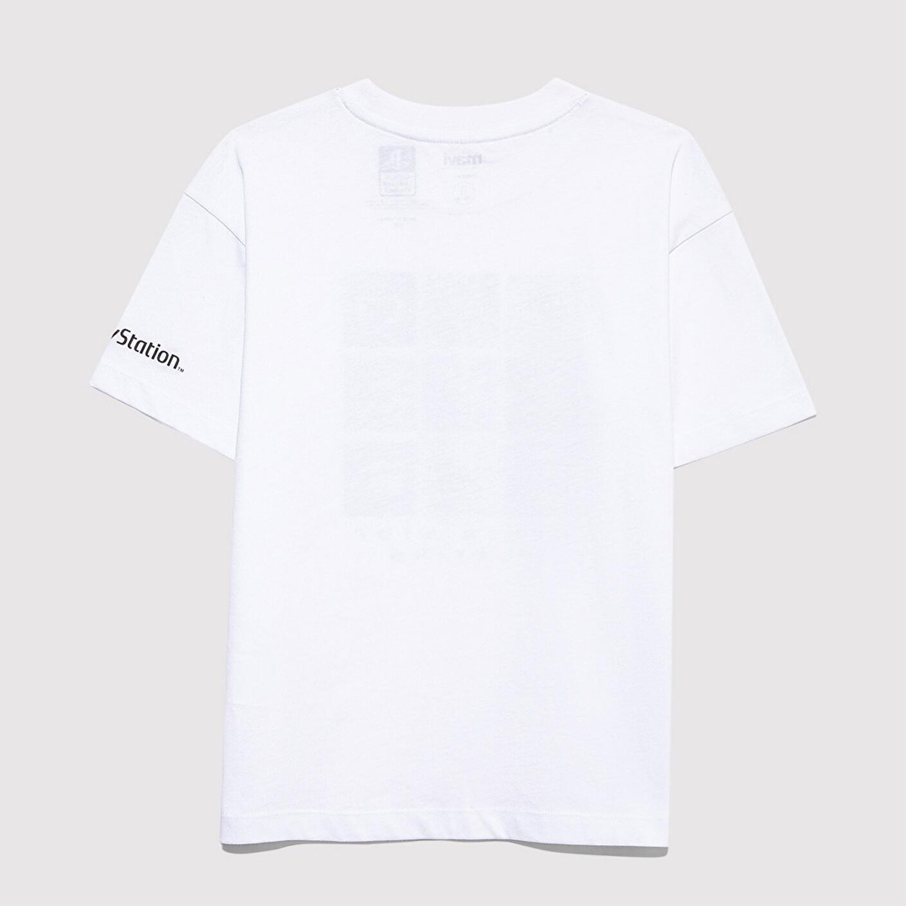 Mavi PlayStation Baskılı Beyaz Tişört​ Loose Fit / Bol Rahat Kesim 6610374-620