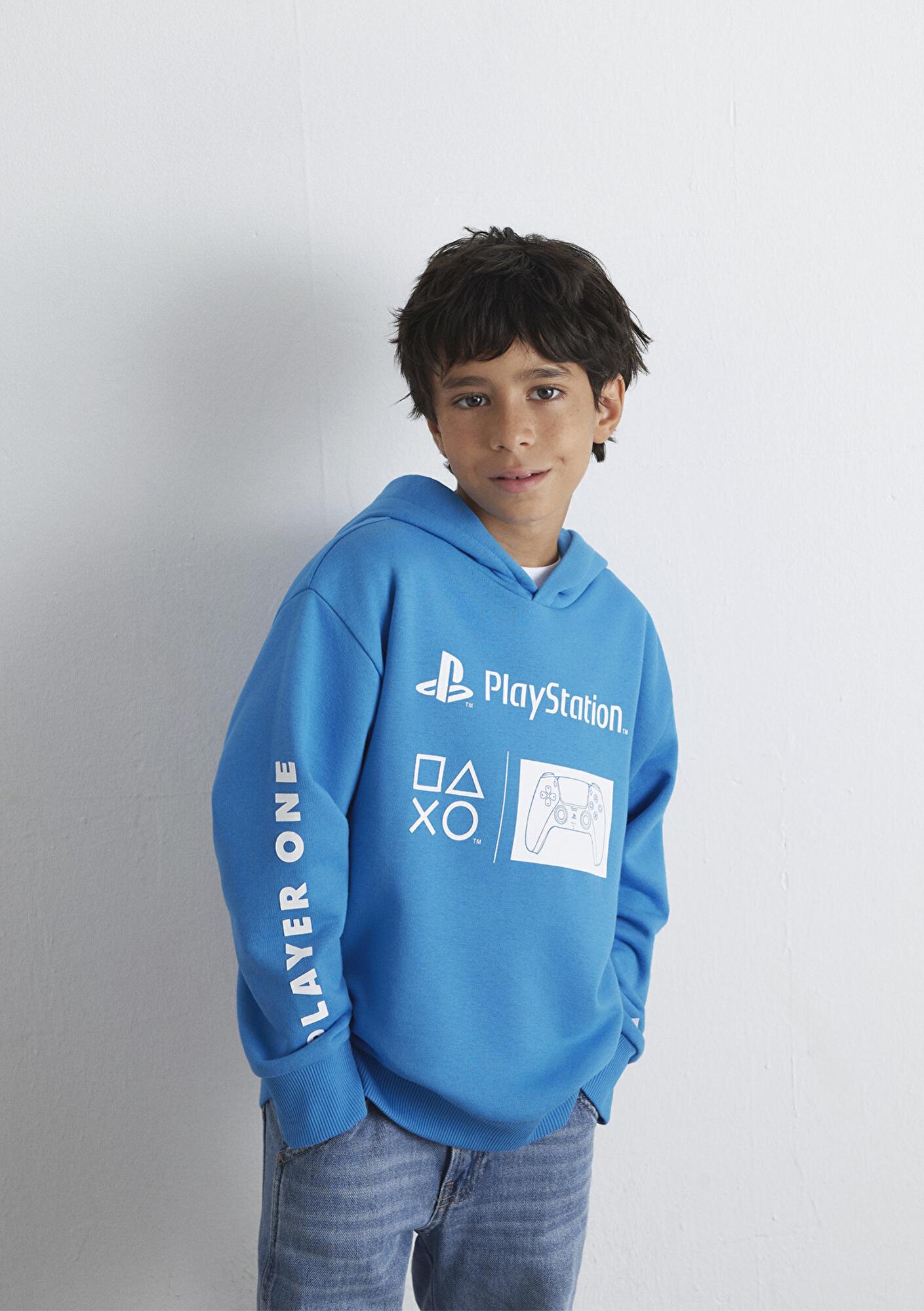 Mavi PlayStation Baskılı Kapüşonlu Mavi Sweatshirt​ 6S10131-70772