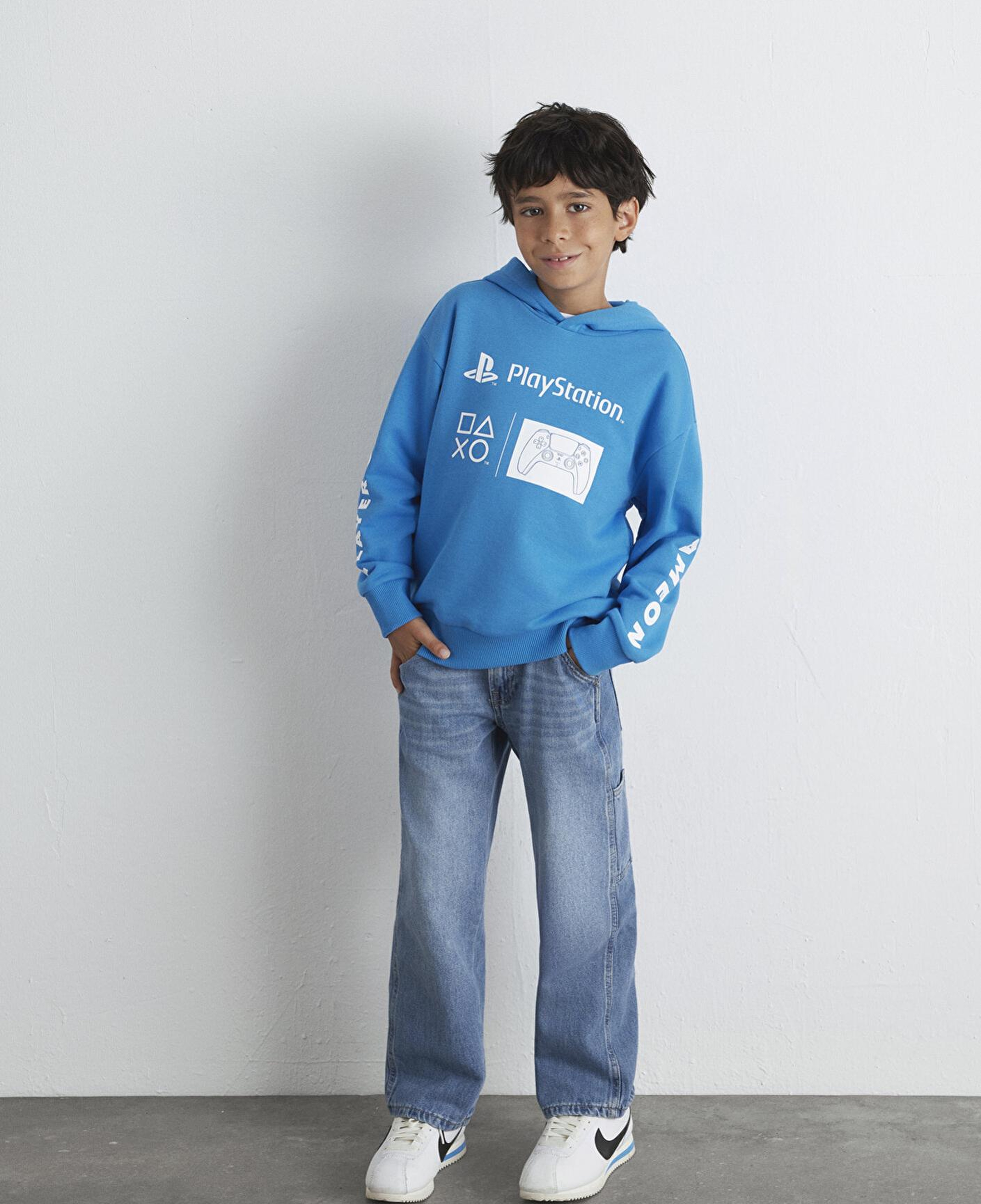 Mavi PlayStation Baskılı Kapüşonlu Mavi Sweatshirt​ 6S10131-70772