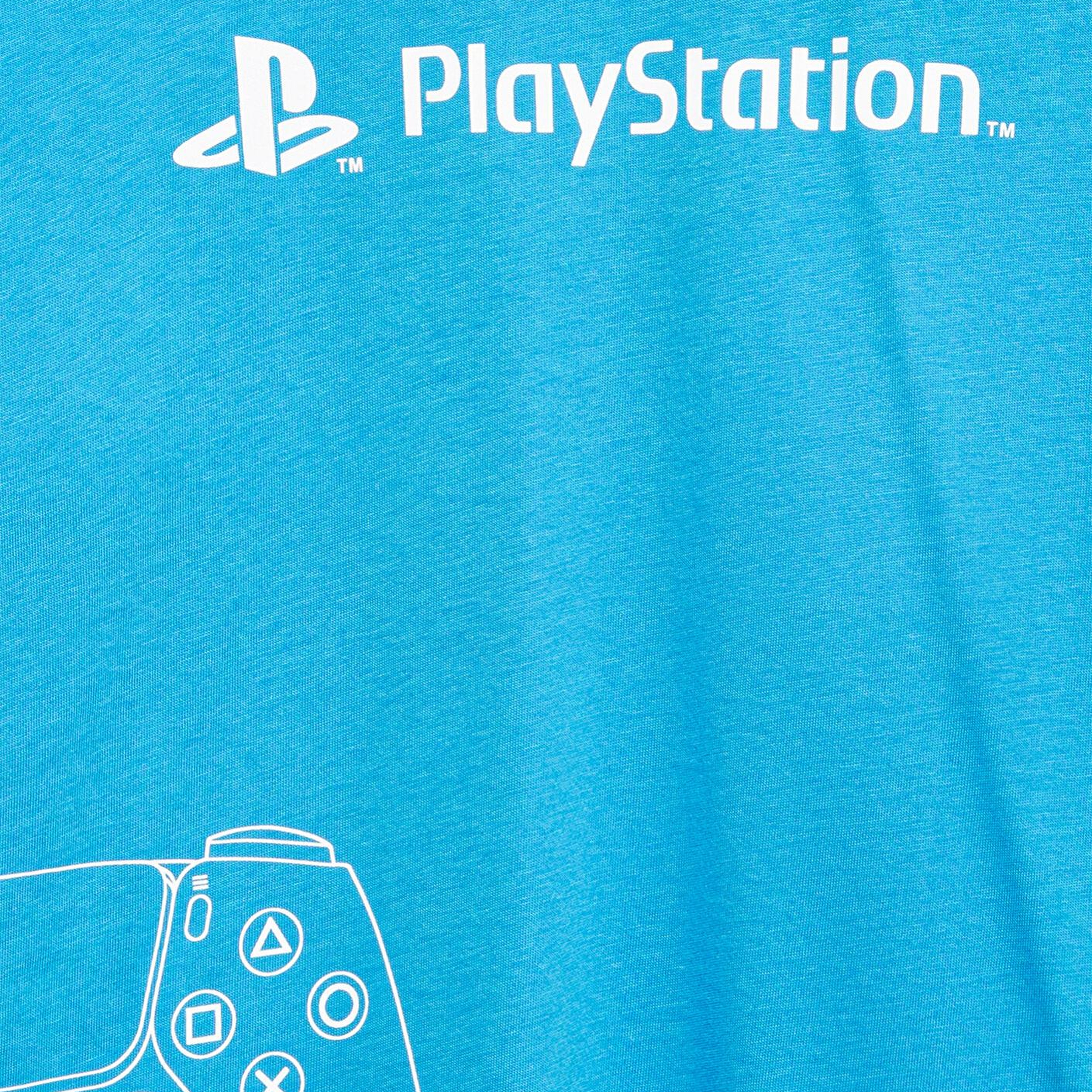 Mavi PlayStation Baskılı Mavi Tişört Loose Fit / Bol Rahat Kesim 6610376-70772