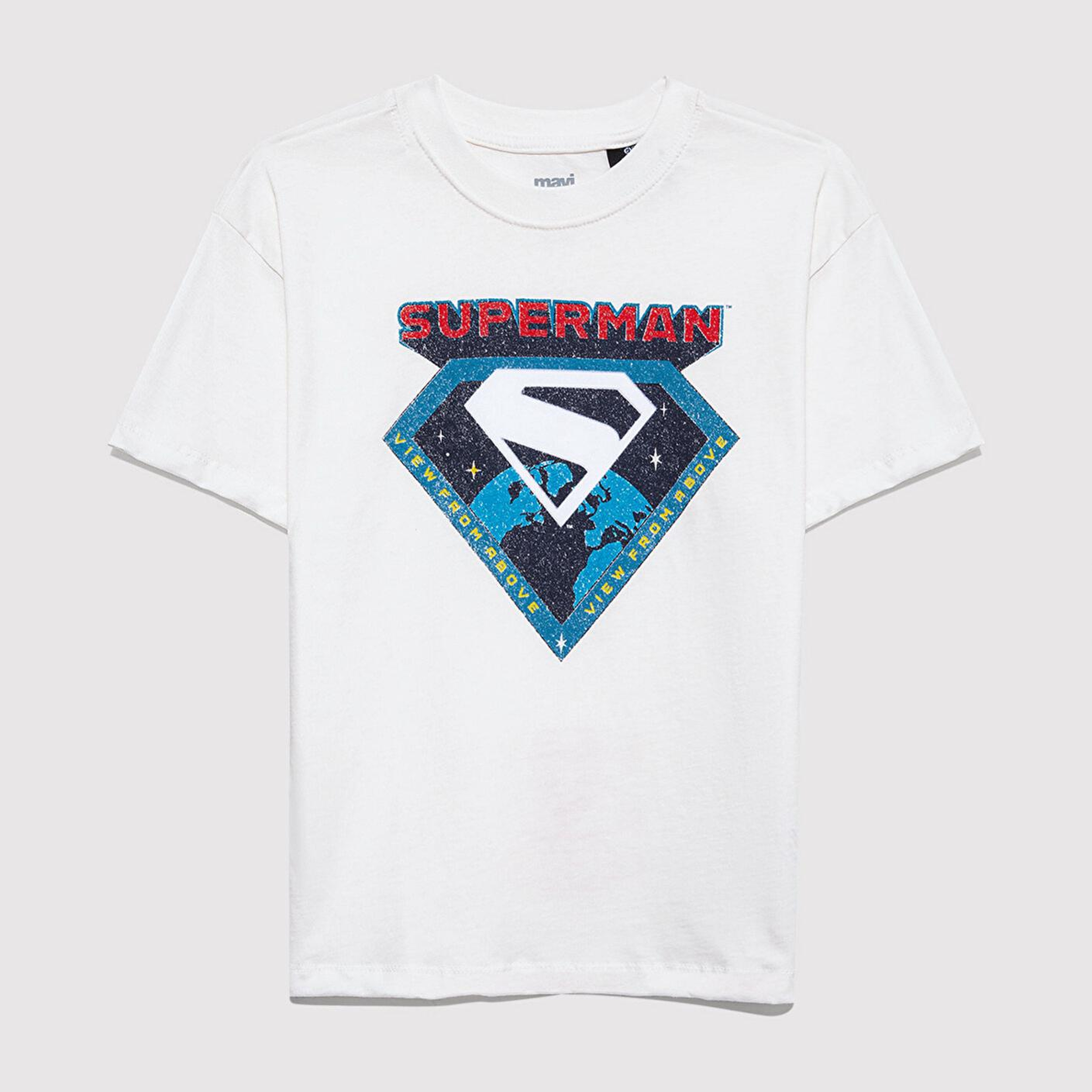 Mavi Superman Baskılı Ekru Tişört Loose Fit / Bol Rahat Kesim 6610381-70057