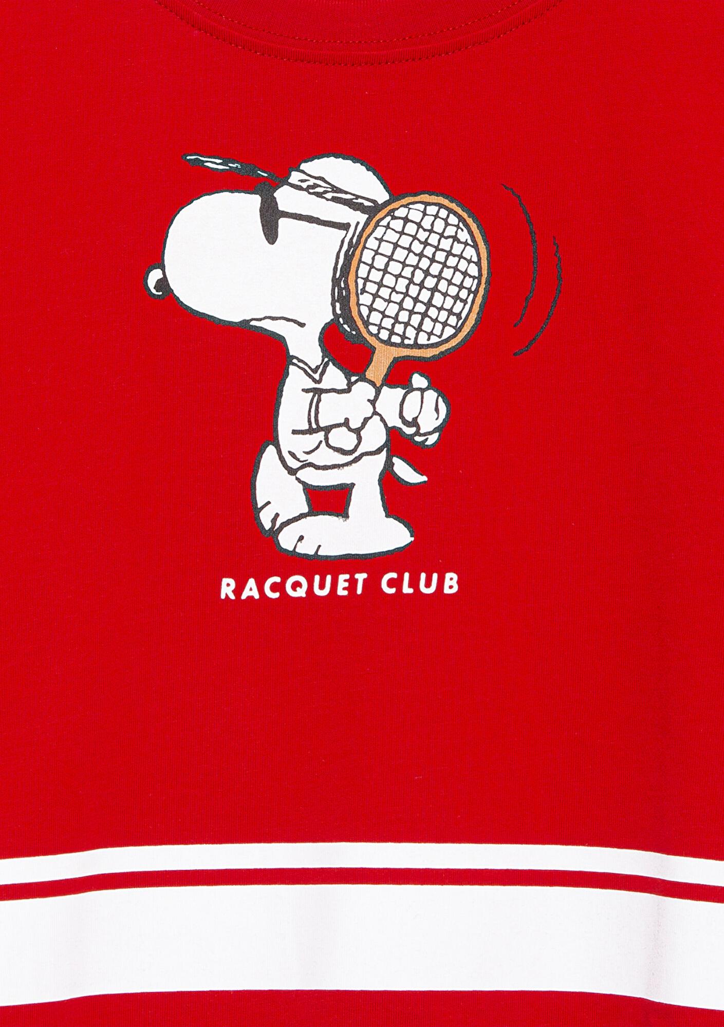 Mavi Peanuts Baskılı Kırmızı Tişört Loose Fit / Bol Rahat Kesim 7610372-82054