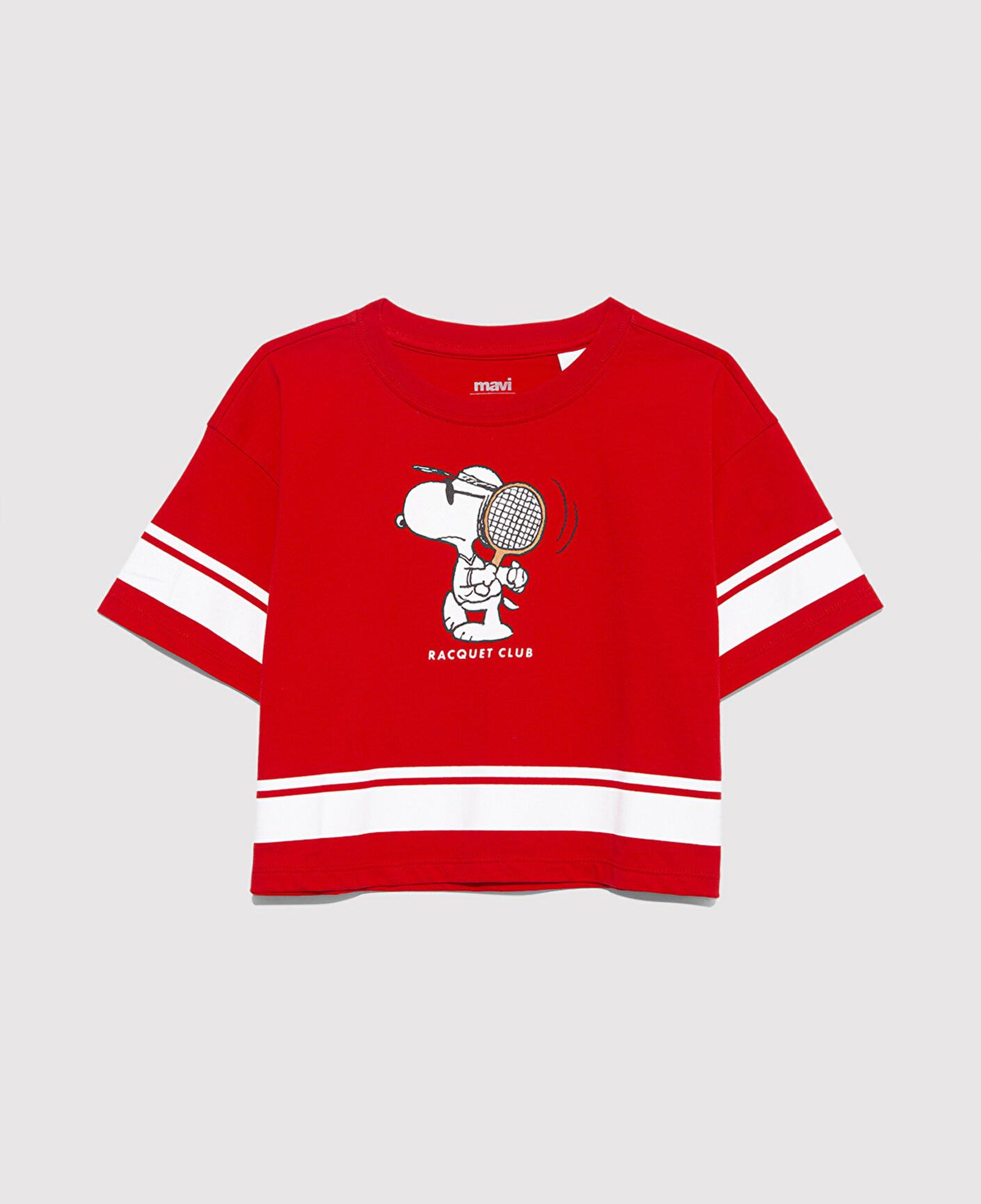 Mavi Peanuts Baskılı Kırmızı Tişört Loose Fit / Bol Rahat Kesim 7610372-82054