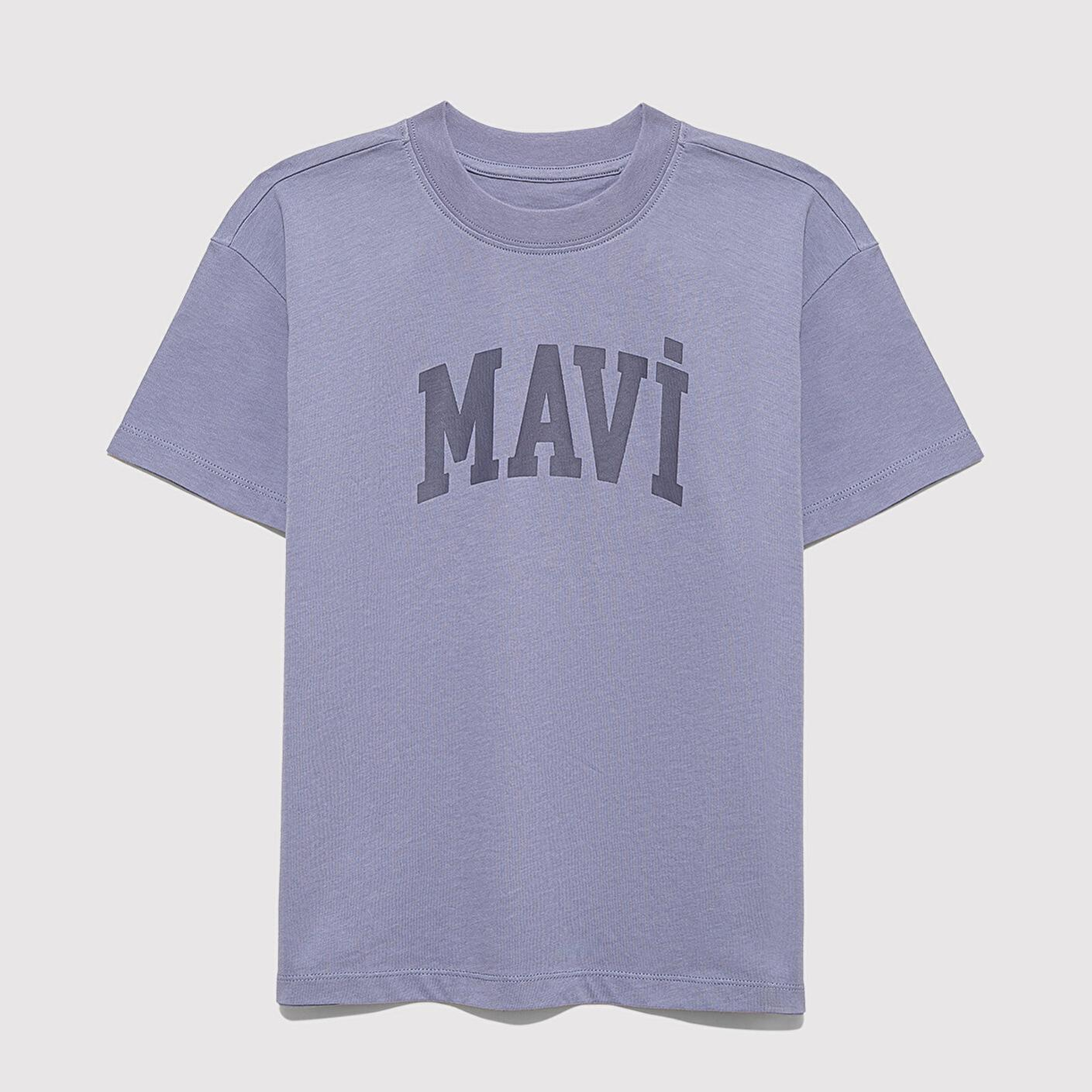 Mavi Mavi Logo Baskılı Mor Tişört Loose Fit / Bol Rahat Kesim 7610385-88095