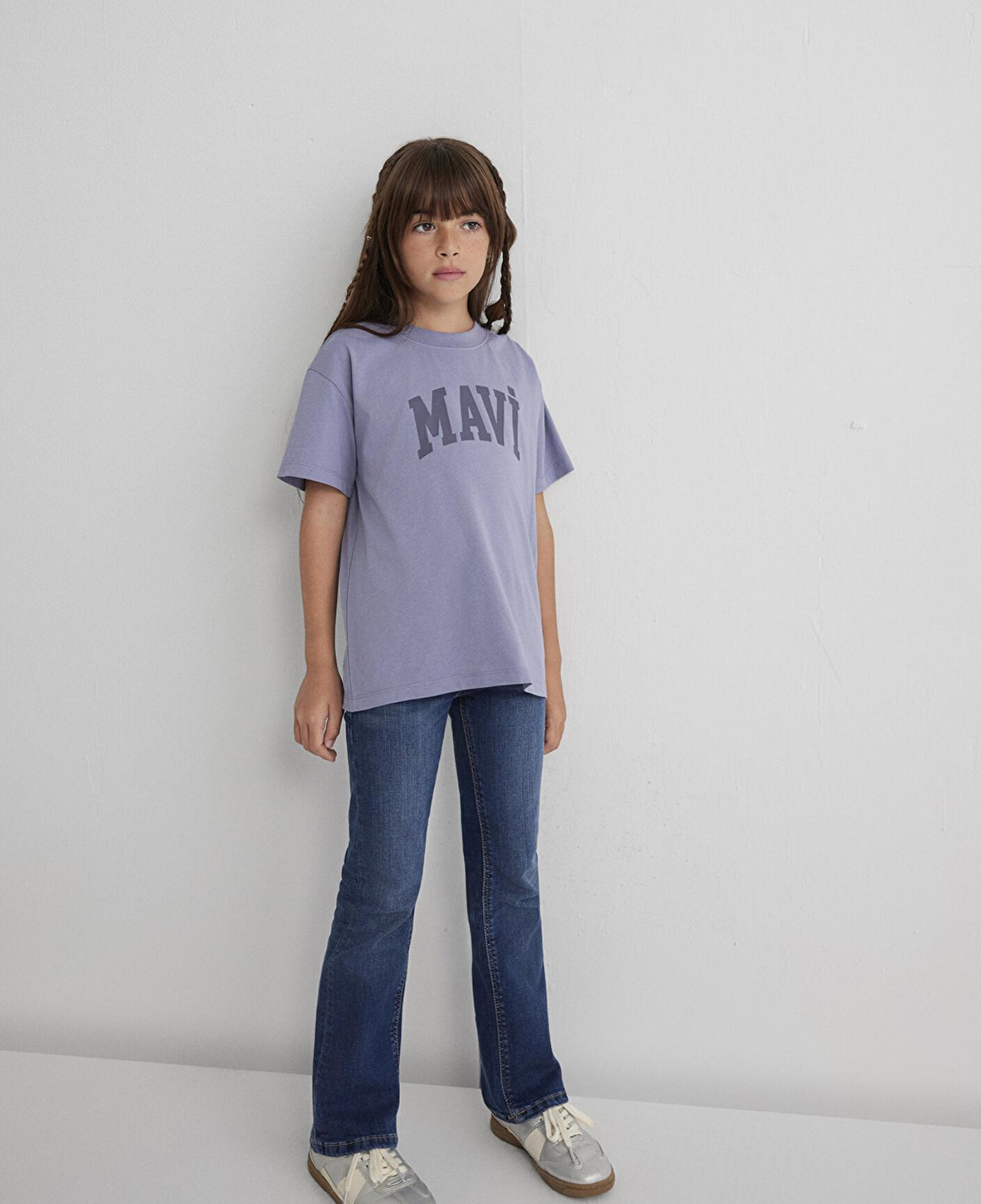 Mavi Mavi Logo Baskılı Mor Tişört Loose Fit / Bol Rahat Kesim 7610385-88095