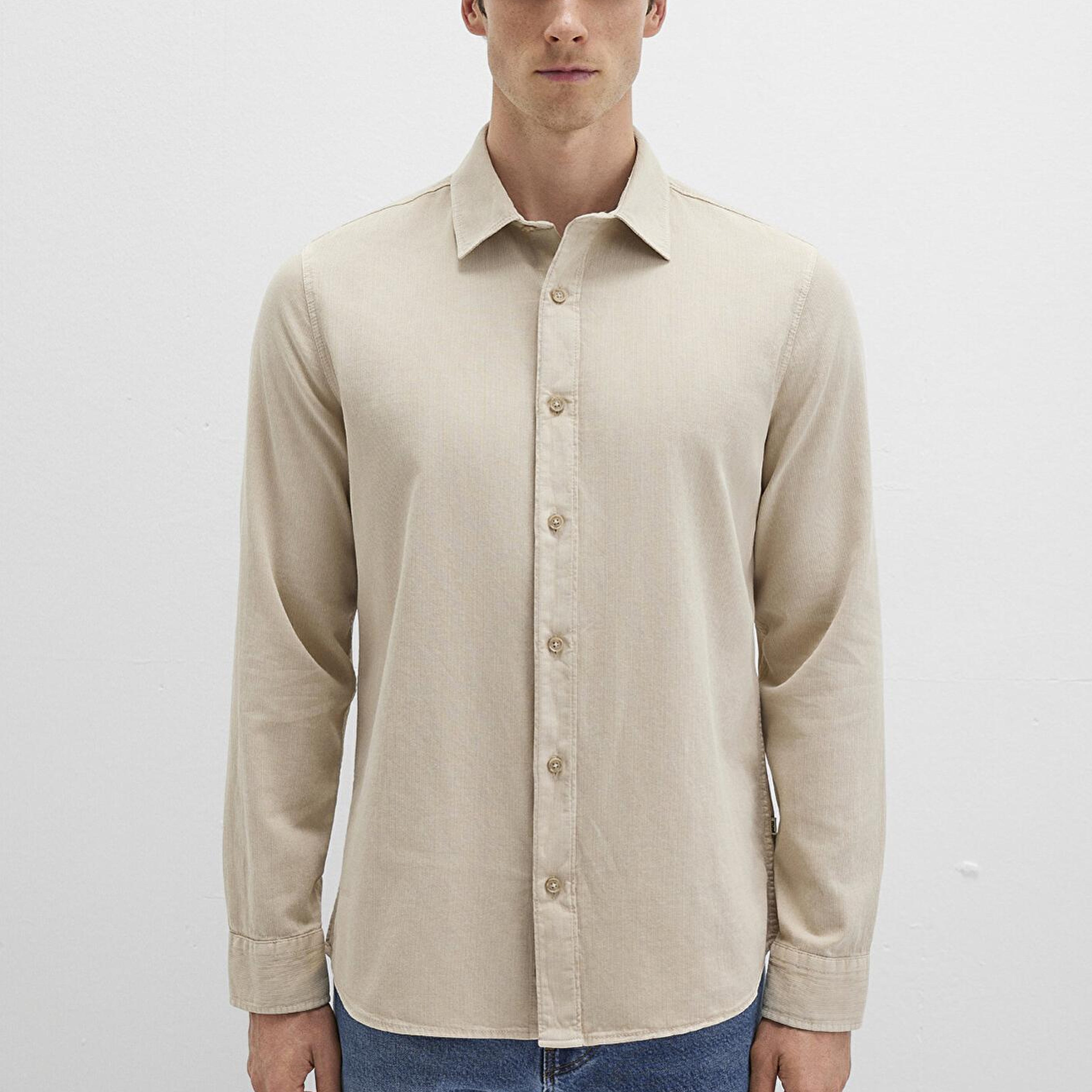 Mavi Keten Karışımlı Bej Gömlek Regular Fit / Normal Kesim 0211641-70039