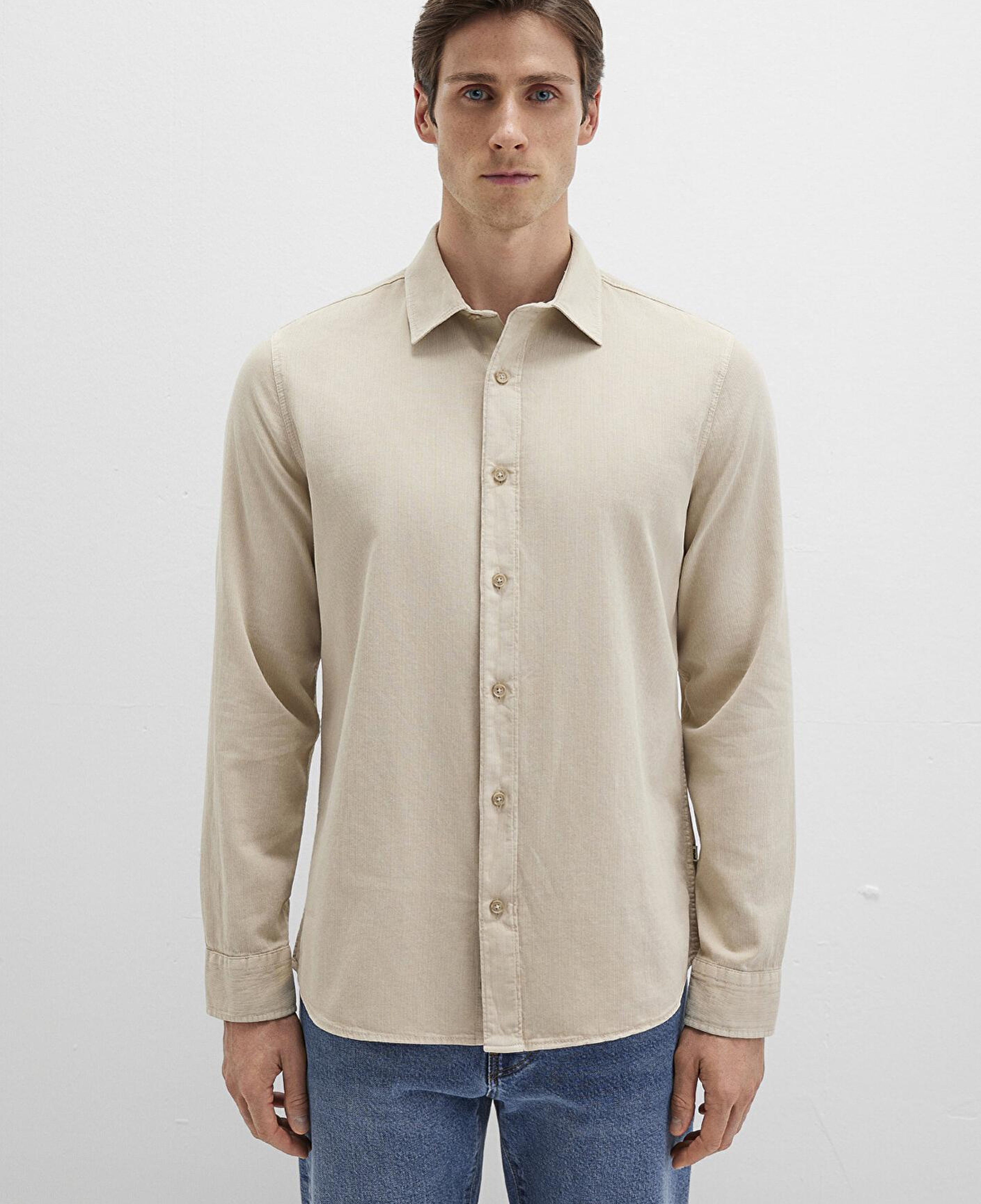 Mavi Keten Karışımlı Bej Gömlek Regular Fit / Normal Kesim 0211641-70039