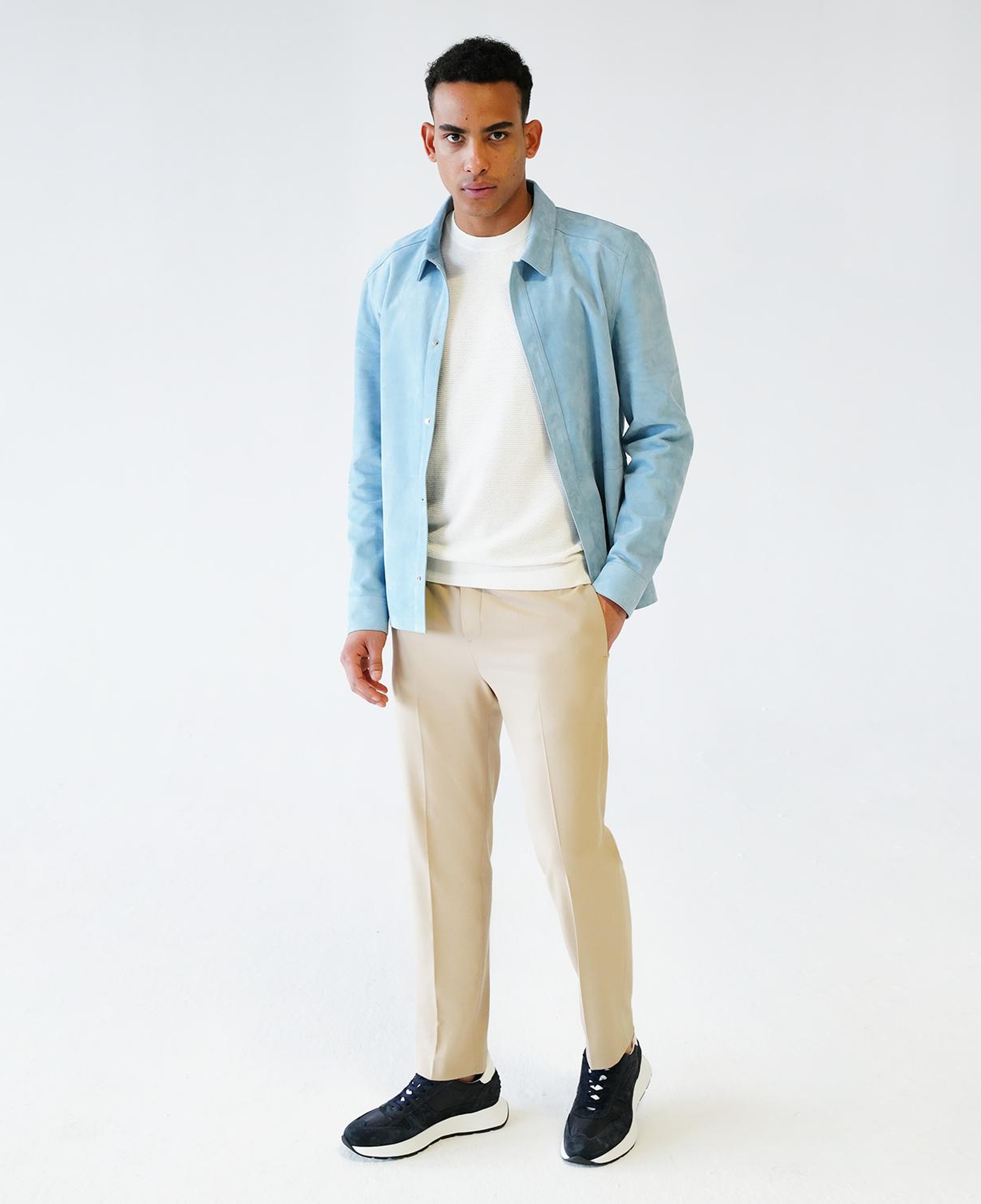 Osvaldo Mavi Erkek Süet Gömlek