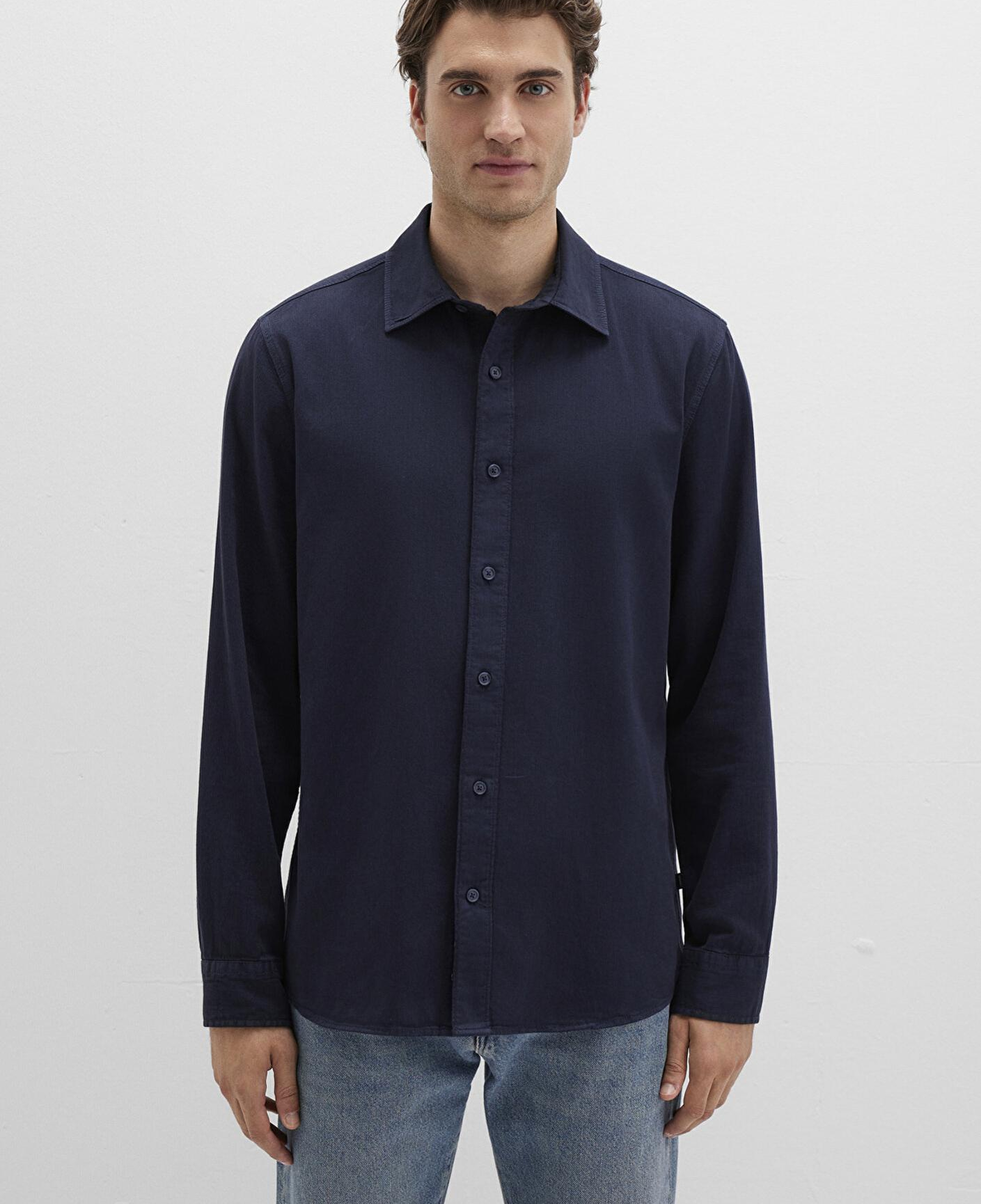 Mavi Keten Karışımlı Lacivert Gömlek Regular Fit / Normal Kesim 0211641-82183