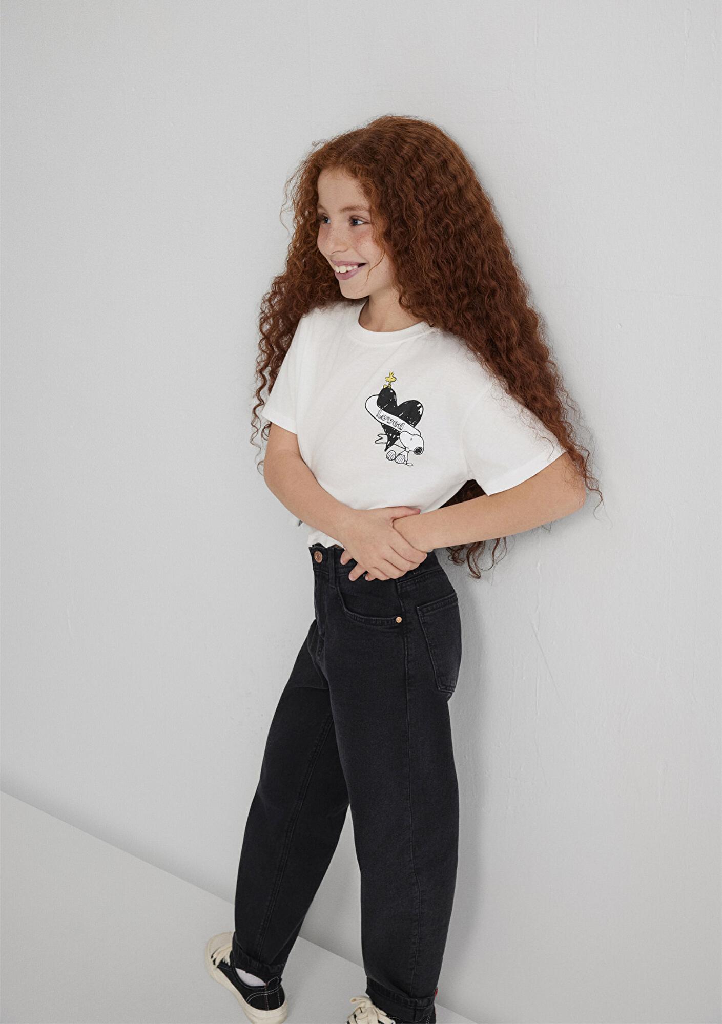 Mavi Peanuts Baskılı Ekru Tişört Loose Fit / Bol Rahat Kesim 7610373-70057