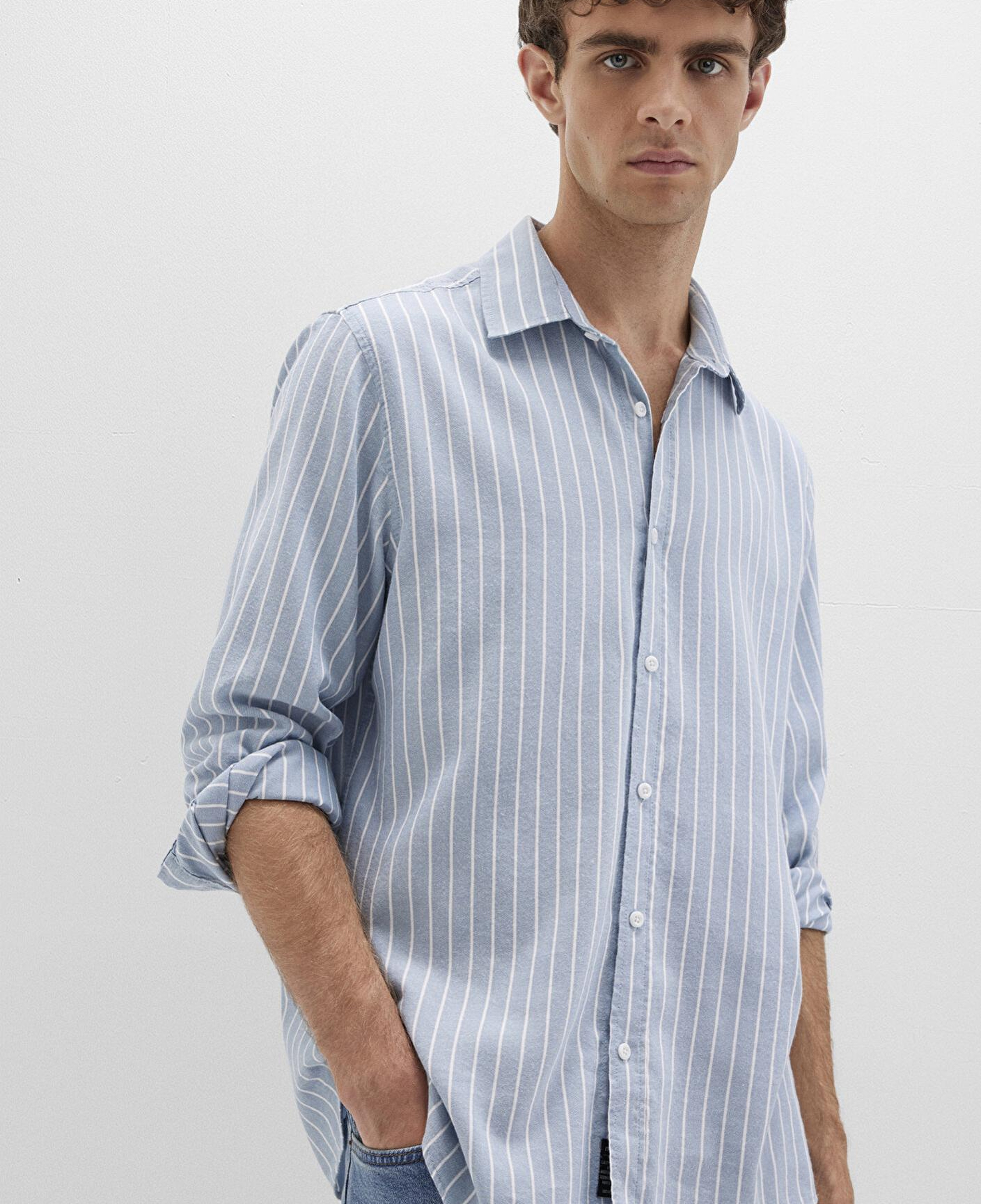 Mavi Çizgili Mavi Gömlek Regular Fit / Normal Kesim 0211709-90932