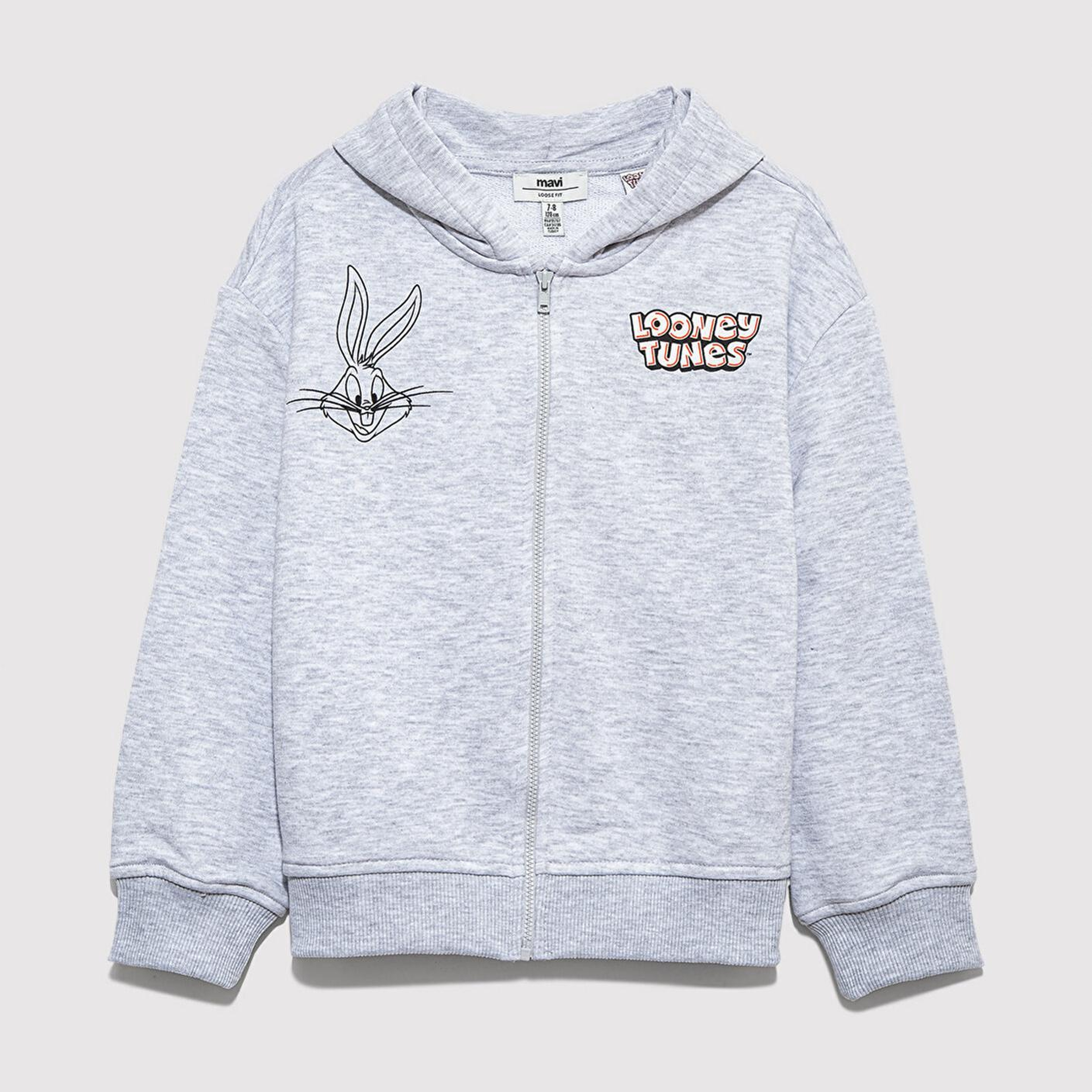 Mavi Looney Tunes Baskılı Kapüşonlu Gri Sweatshirt 7S10134-88467